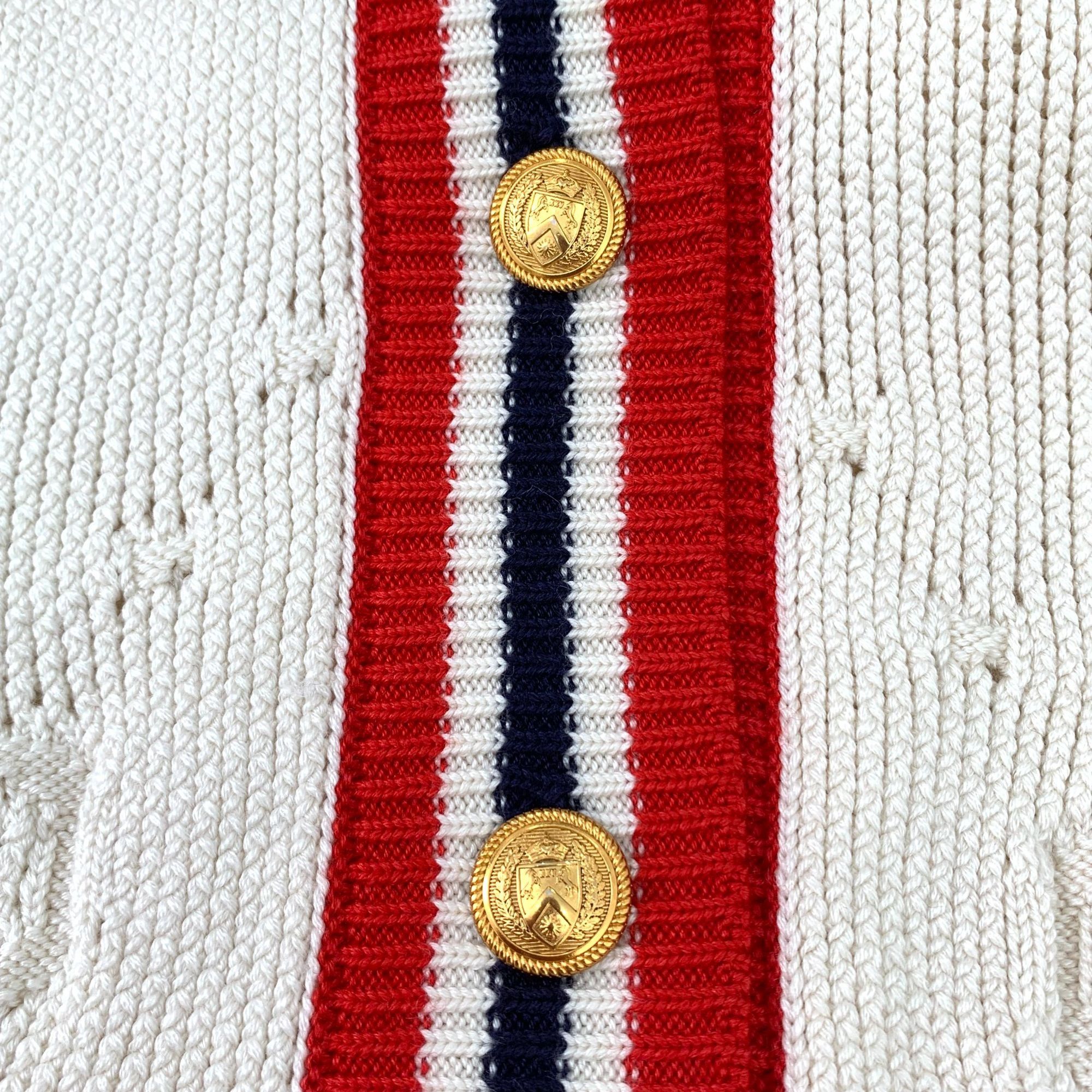 Gucci Gucci Beige Double G Full Logo Knitted Cardigan With Red & N Size M / US 6-8 / IT 42-44 - 5 Thumbnail