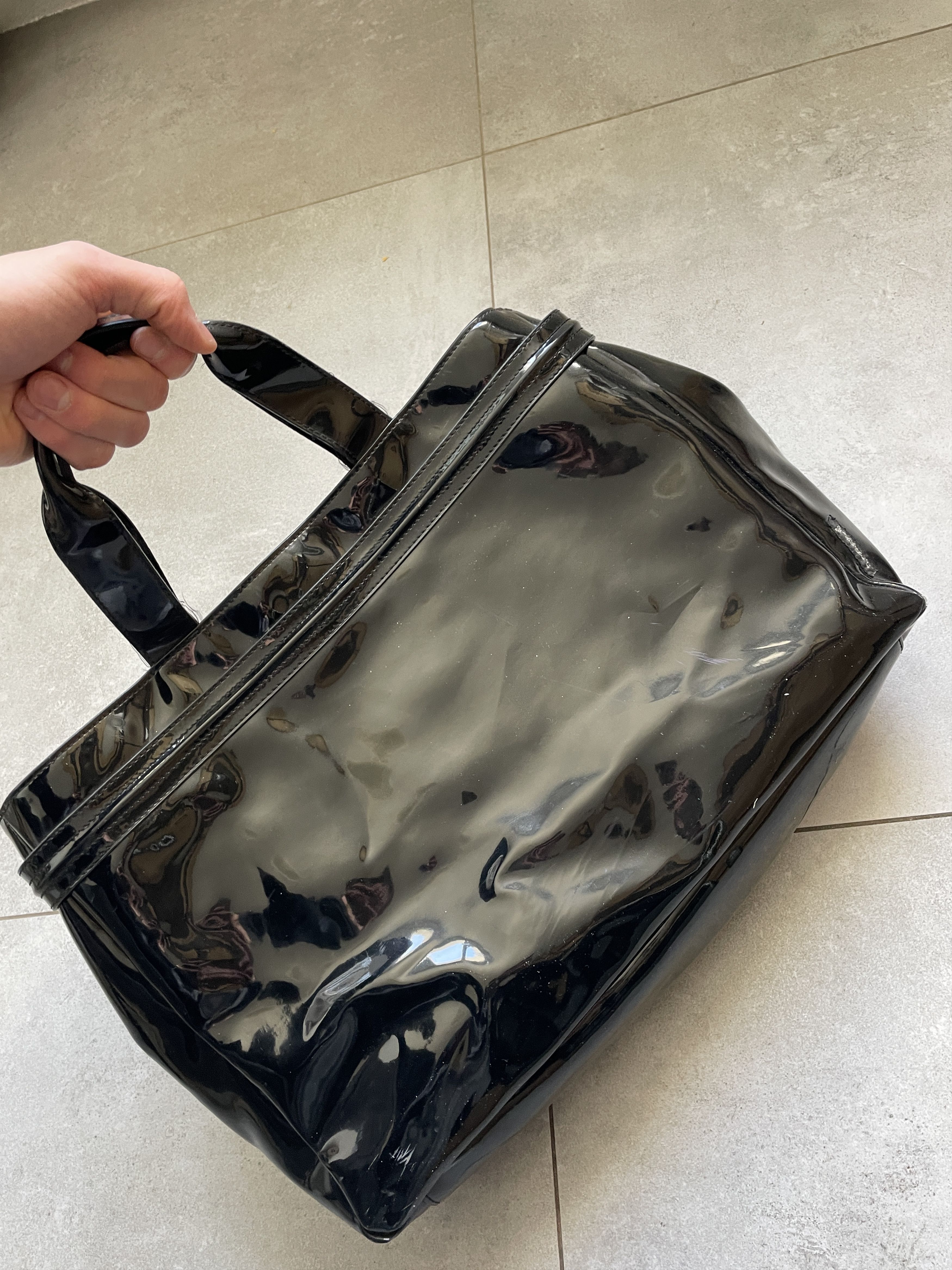 Armani Y2K BLACK VINYL ARMANI JEANS HANDLE BAG Size ONE SIZE - 6 Thumbnail