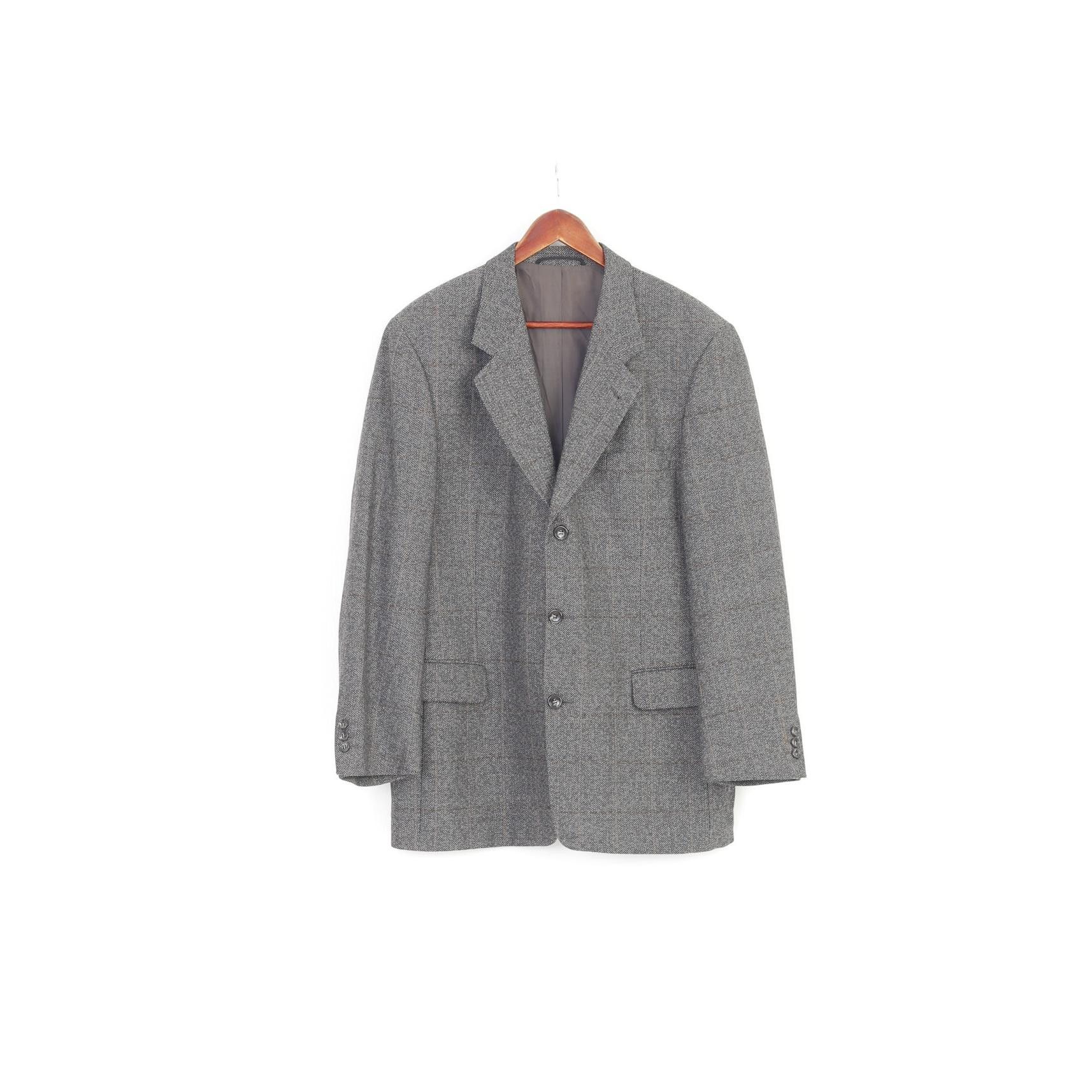 Vintage Desch Men 42 52 Blazer Wool Grey Breasted Jacket 1222 Size 42R - 1 Thumbnail