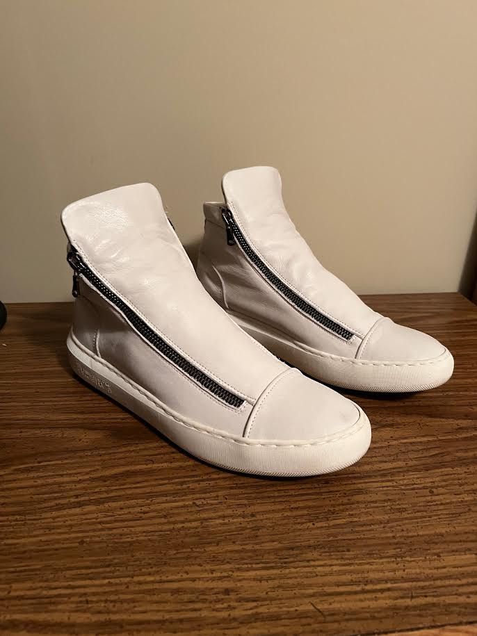 Other White Double Zip Leather High Top Size US 8.5 / EU 41-42 - 2 Thumbnail