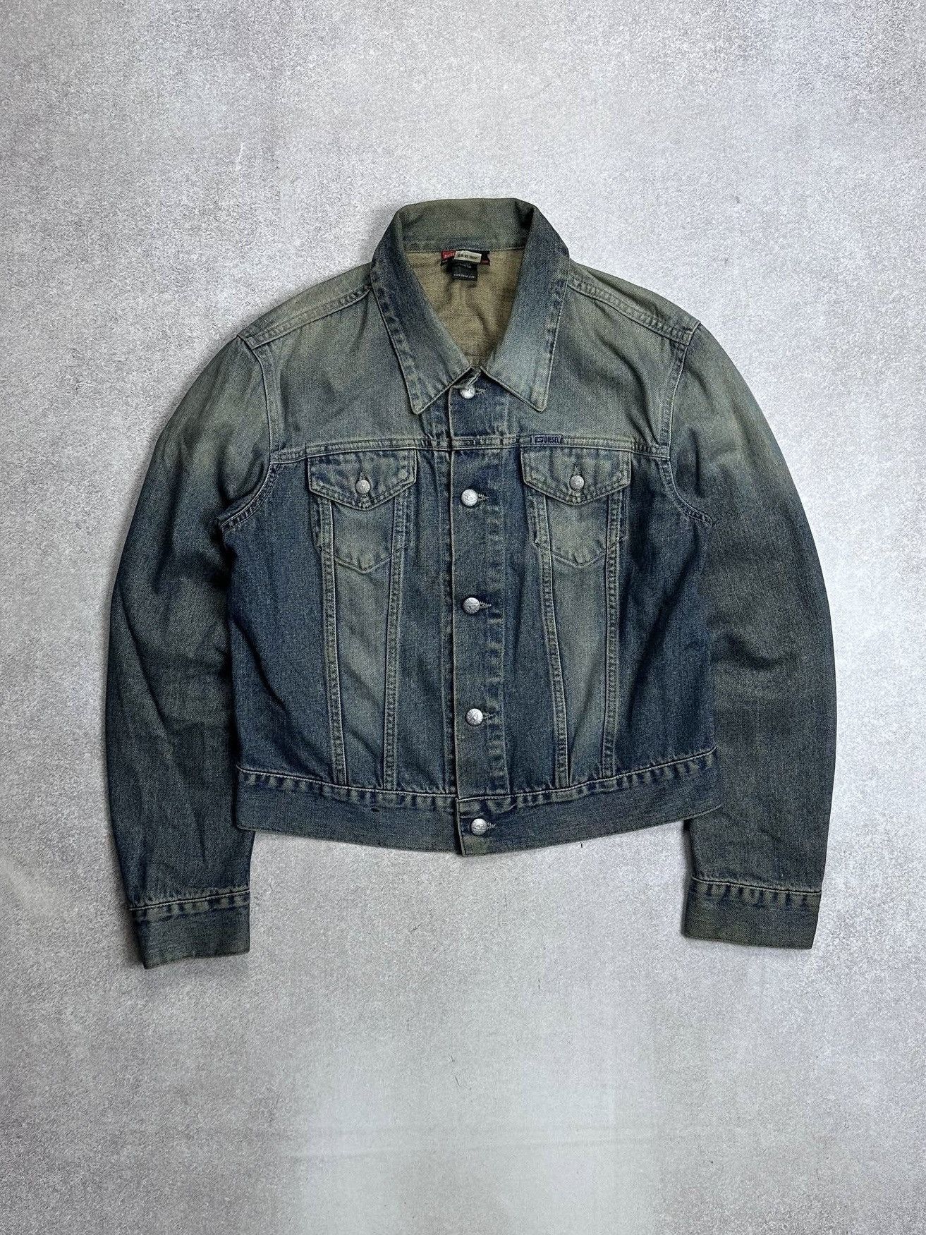Vintage Diesel Womans Grunge Perfect Faded Denim Jacket L