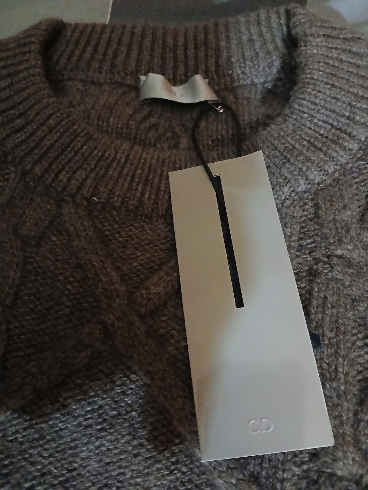 Dior Dior men's cashmere cable knit sweater heathered beige Size US L / EU 52-54 / 3 - 3 Thumbnail