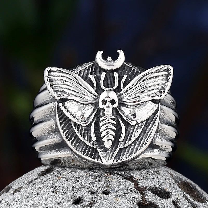 Japanese Brand × Jewelry × Vintage Head Skull Moth Luxury Butterfly Ring Size ONE SIZE - 1 Thumbnail