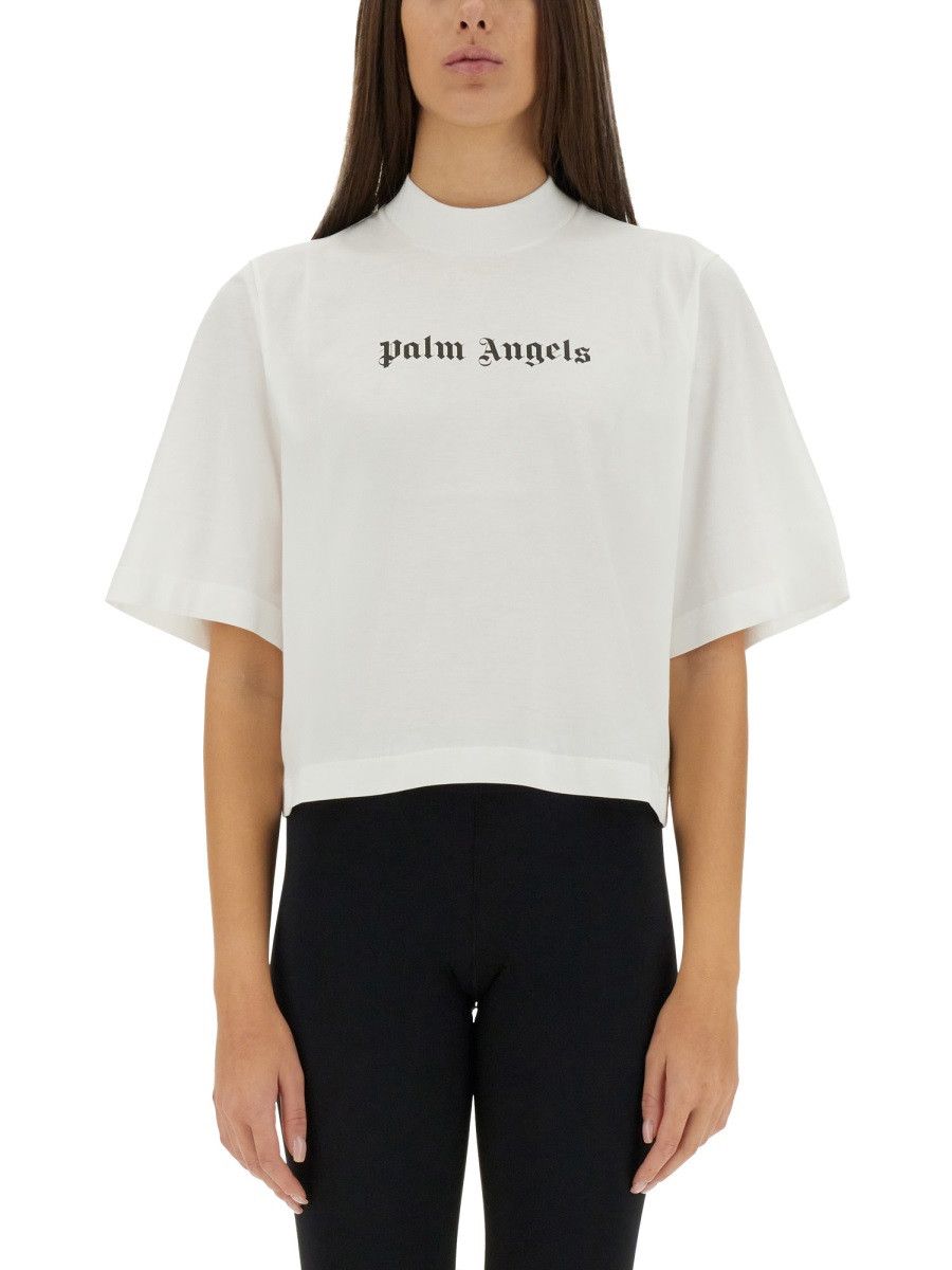 Palm Angels PALM ANGELS T-SHIRT WITH LOGO - WHITE Size XS / US 0-2 / IT 36-38 - 1 Thumbnail