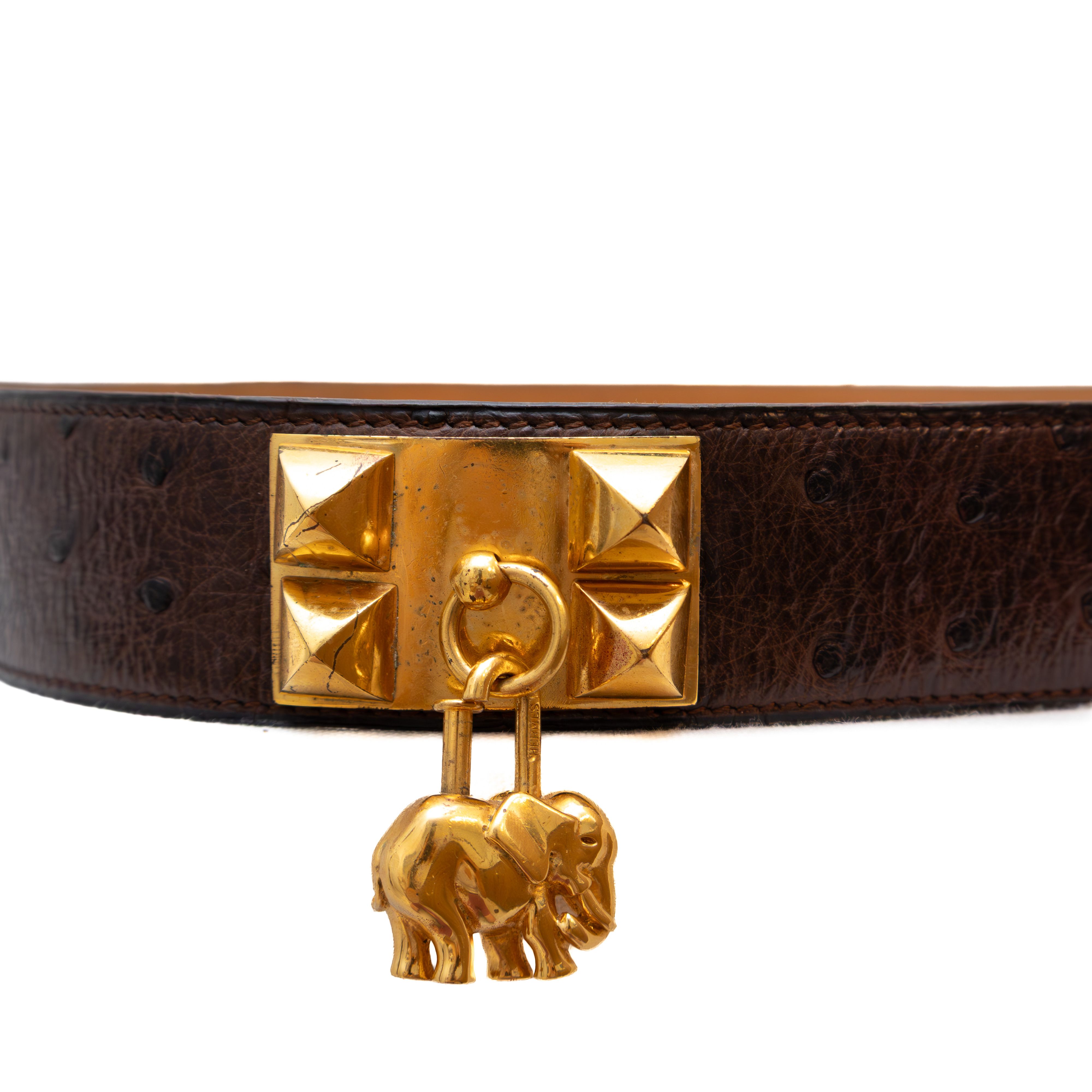 Hermes VTG 9000$ Hermès Collier de Chien Belt Ostrich Leather Size ONE SIZE - 12 Thumbnail
