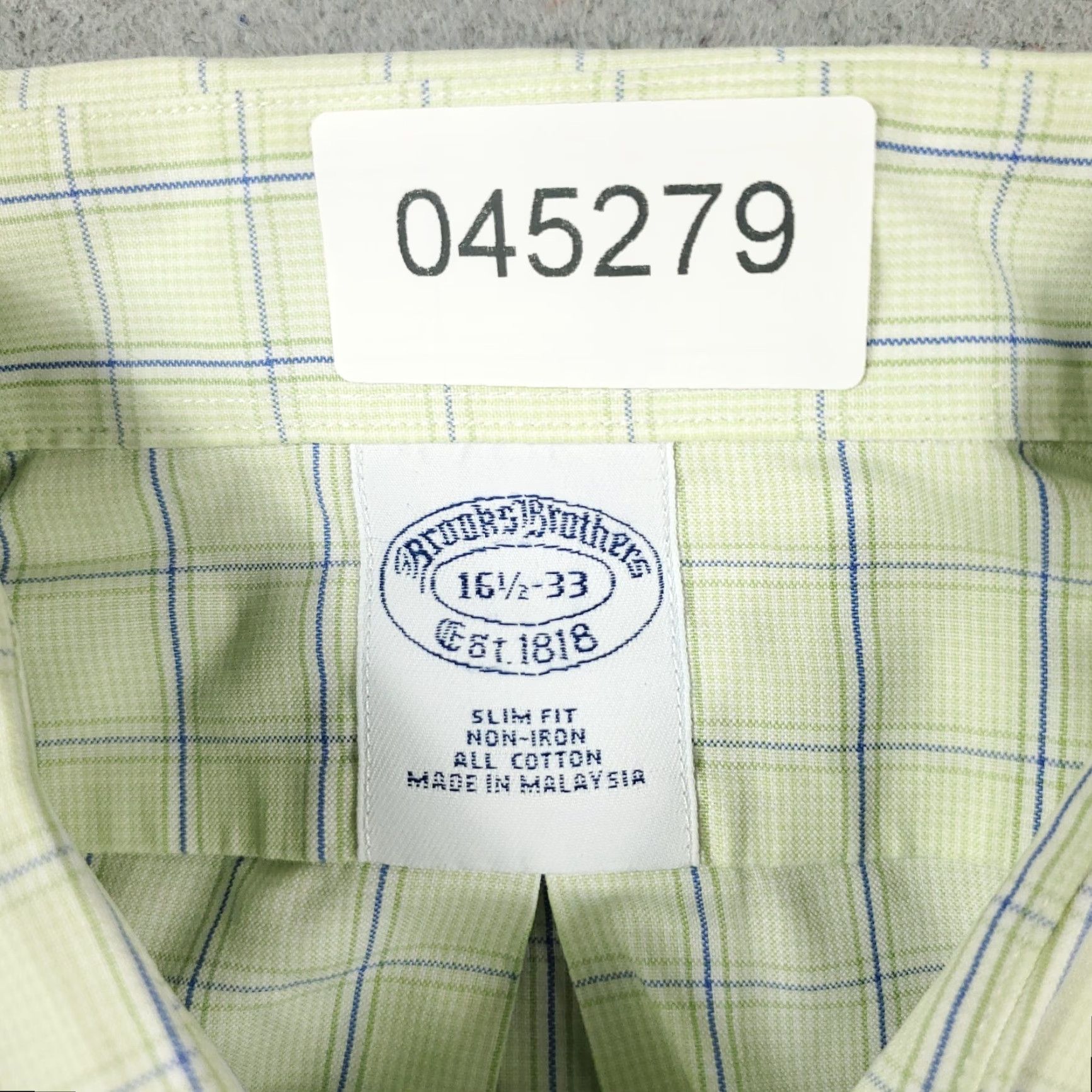 Brooks Brothers Brooks Brothers Dress Shirt Mens 16.5 Green Plaid Long Sleeve Button Down Regular Fit Size 42R - 7 Thumbnail
