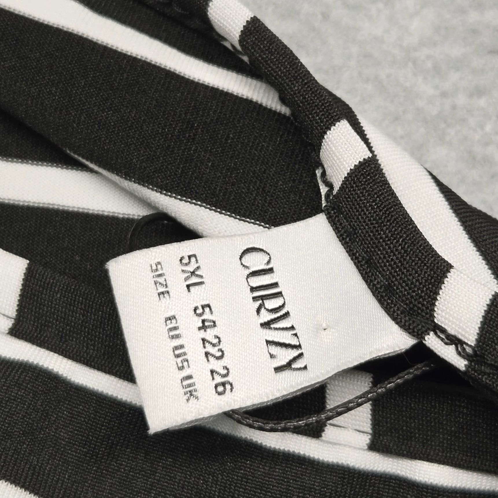 Vintage CURVZY Curvy Womens 5XL Plus Size Top Black White Striped Ruched Stretch Long Sleeve Blouse Shirt Square Neck Size XXL / US 16-18 / IT 52-54 - 5 Thumbnail