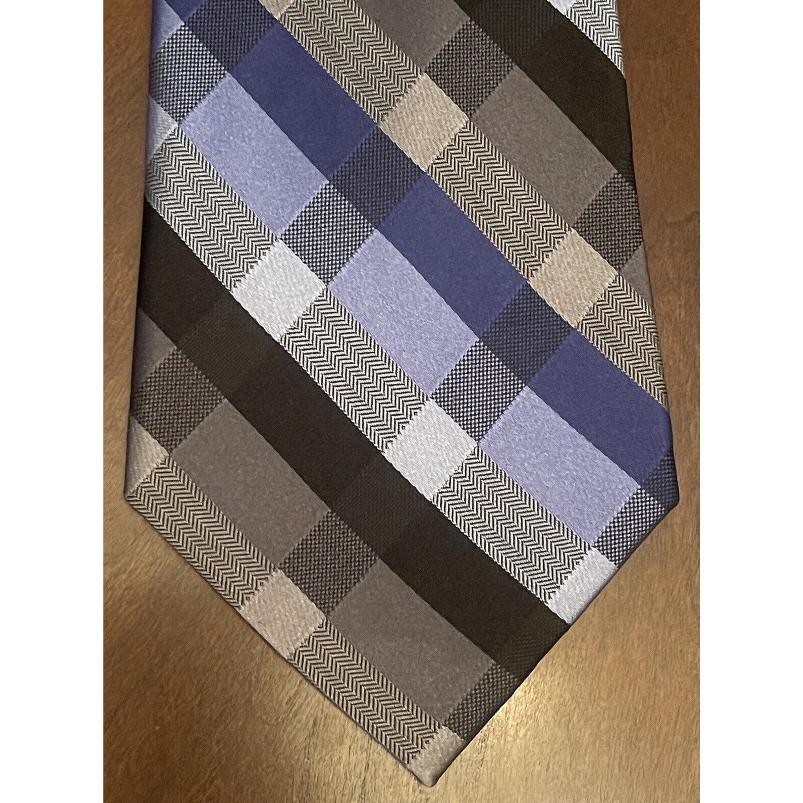 Joseph Abboud Joseph Abboud Blue Black Gray 100% Silk Men’s Extra Long Size ONE SIZE - 1 Thumbnail