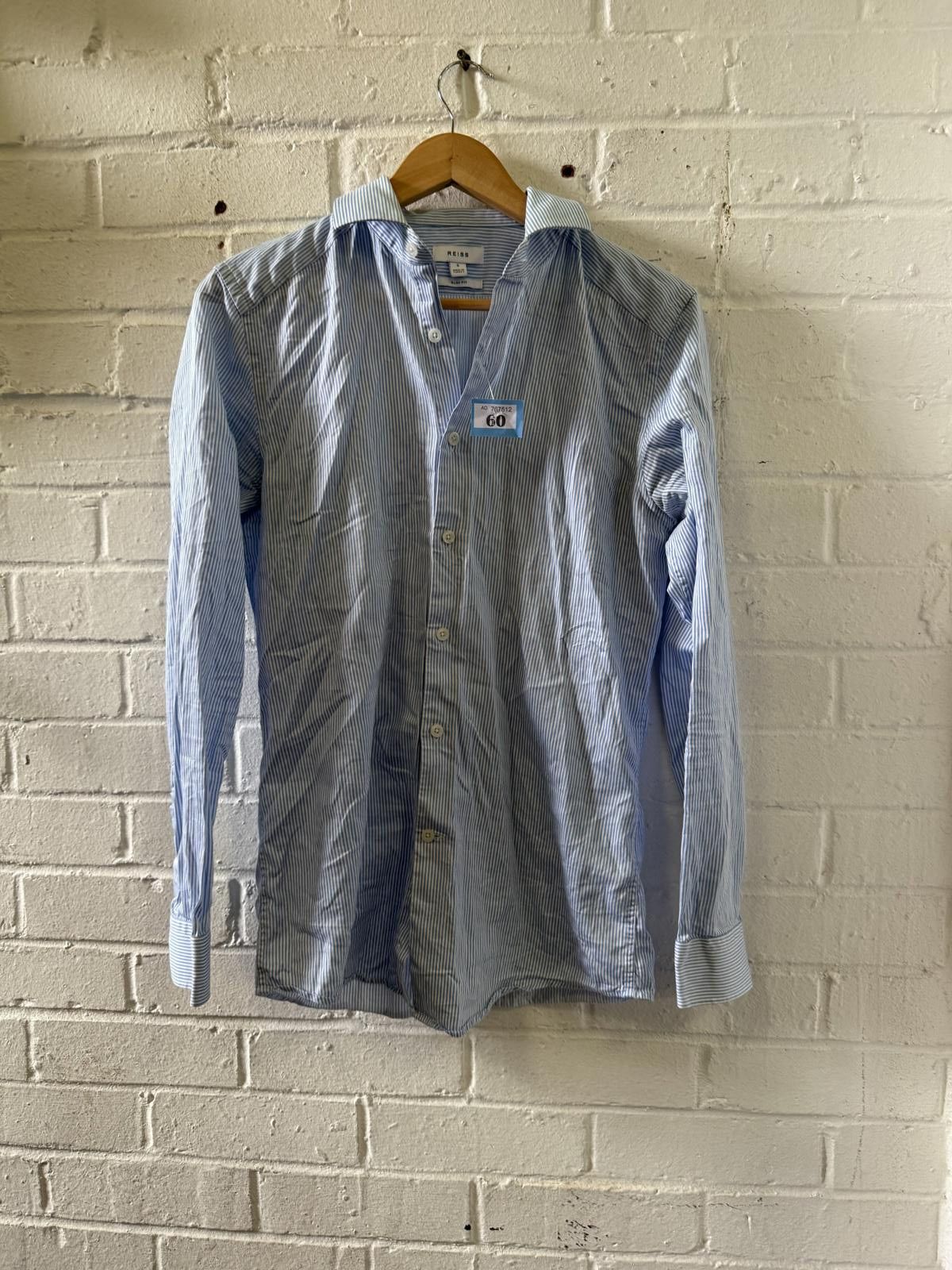 Reiss Reiss Slim Fit Men's Blue Striped Dress Shirt Size S Size 36R - 1 Thumbnail