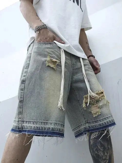 Other Kawase x Maki Jorts Vintage Washed Distressed Denim Size US 32 / EU 48 - 1 Thumbnail