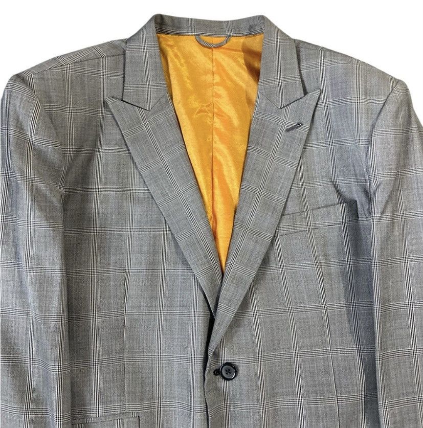 Designer Bespoke Men’s Check Blazer Peak Lapel Grey White Chest 39R Size 38R - 1 Thumbnail