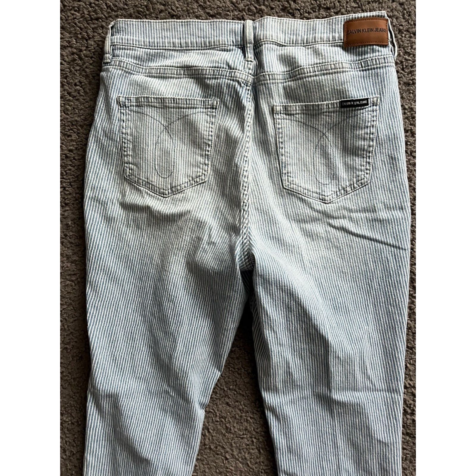 Calvin Klein Calvin Klein Jeans Woman’s Striped Blue White Skinny 31 Regular Size 31 Slimming Button Zipper Womens Clothing Size 24" / US 00 / IT 34 - 4 Thumbnail