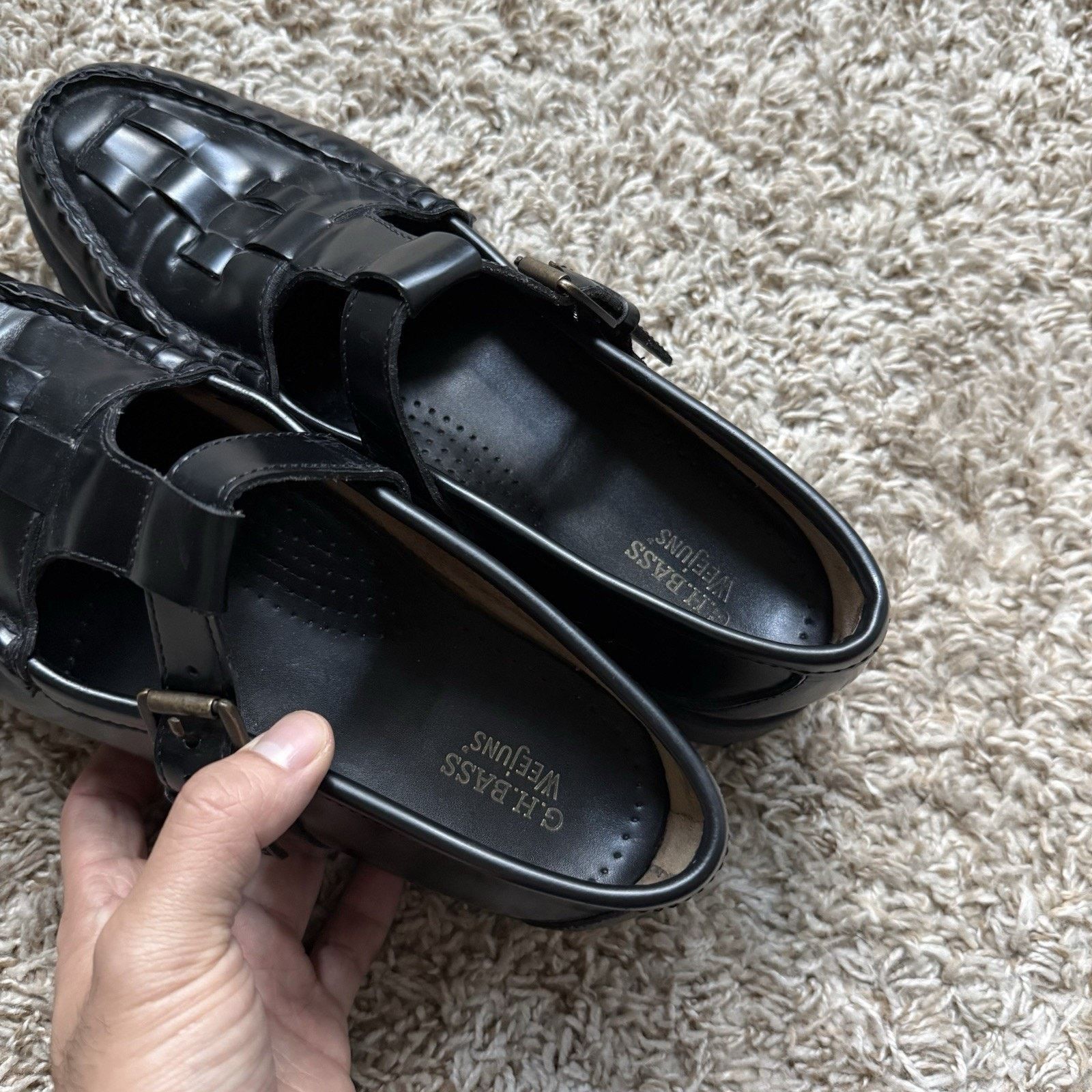 G.H. Bass & Co. G.H. Bass Fisherman Mary Jane Super Lug Black Leather Shoes Size US 10 / IT 40 - 7 Thumbnail