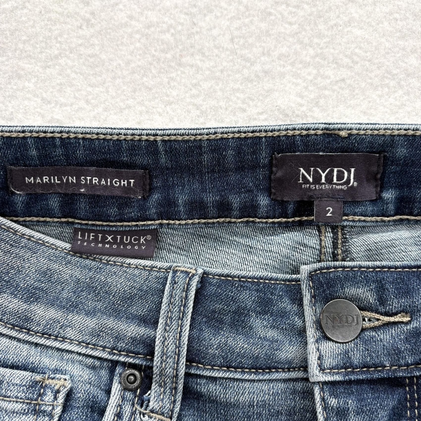 NYDJ NYDJ Marilyn Straight Jeans Womens Blue Size 2 Mid Rise Stretch Shaping Crop Raw Hem Size 26" / US 2 / IT 38 - 4 Thumbnail