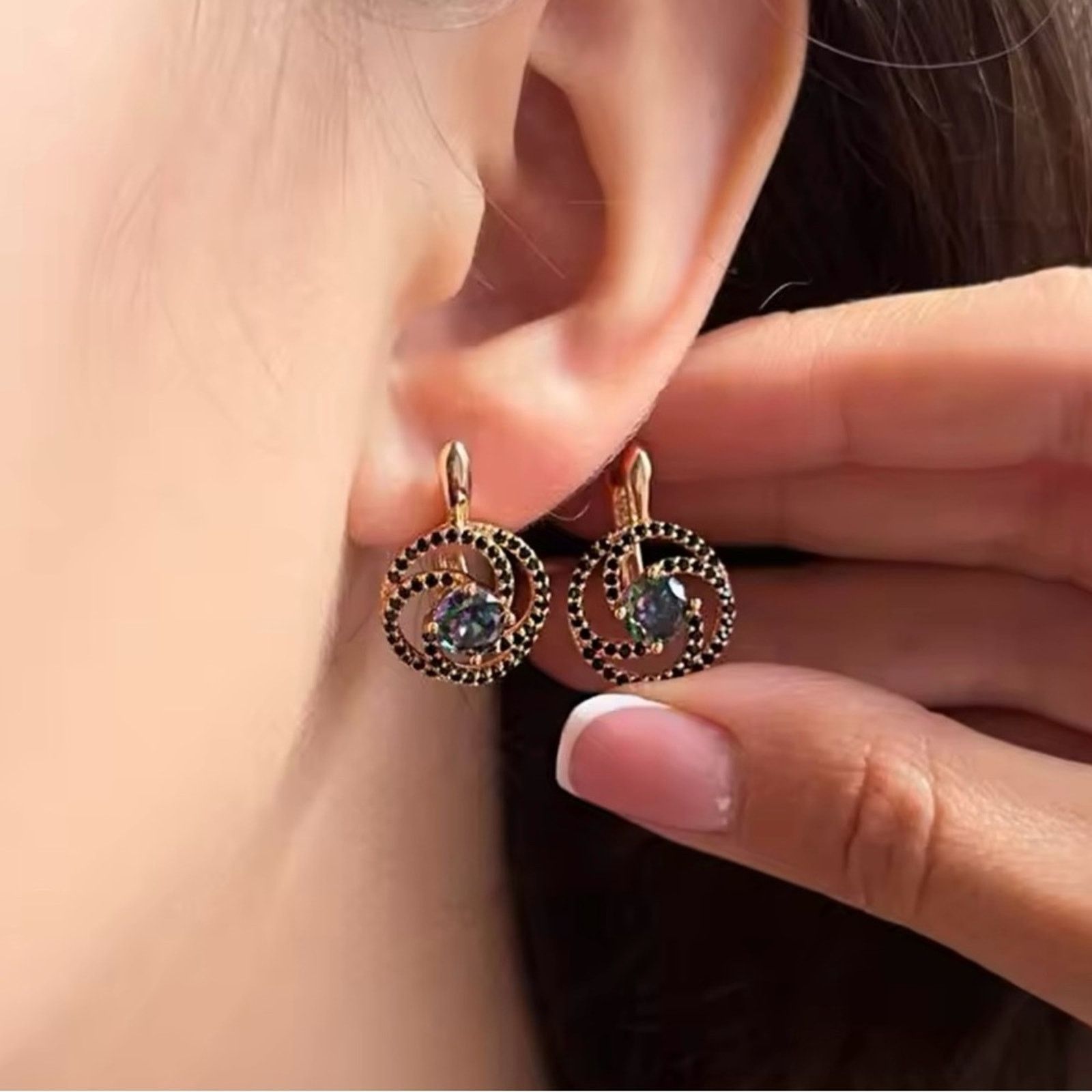 Other 585 Rose Gold Color Drop Earrings for Women Shiny Colourful Size ONE SIZE - 2 Thumbnail
