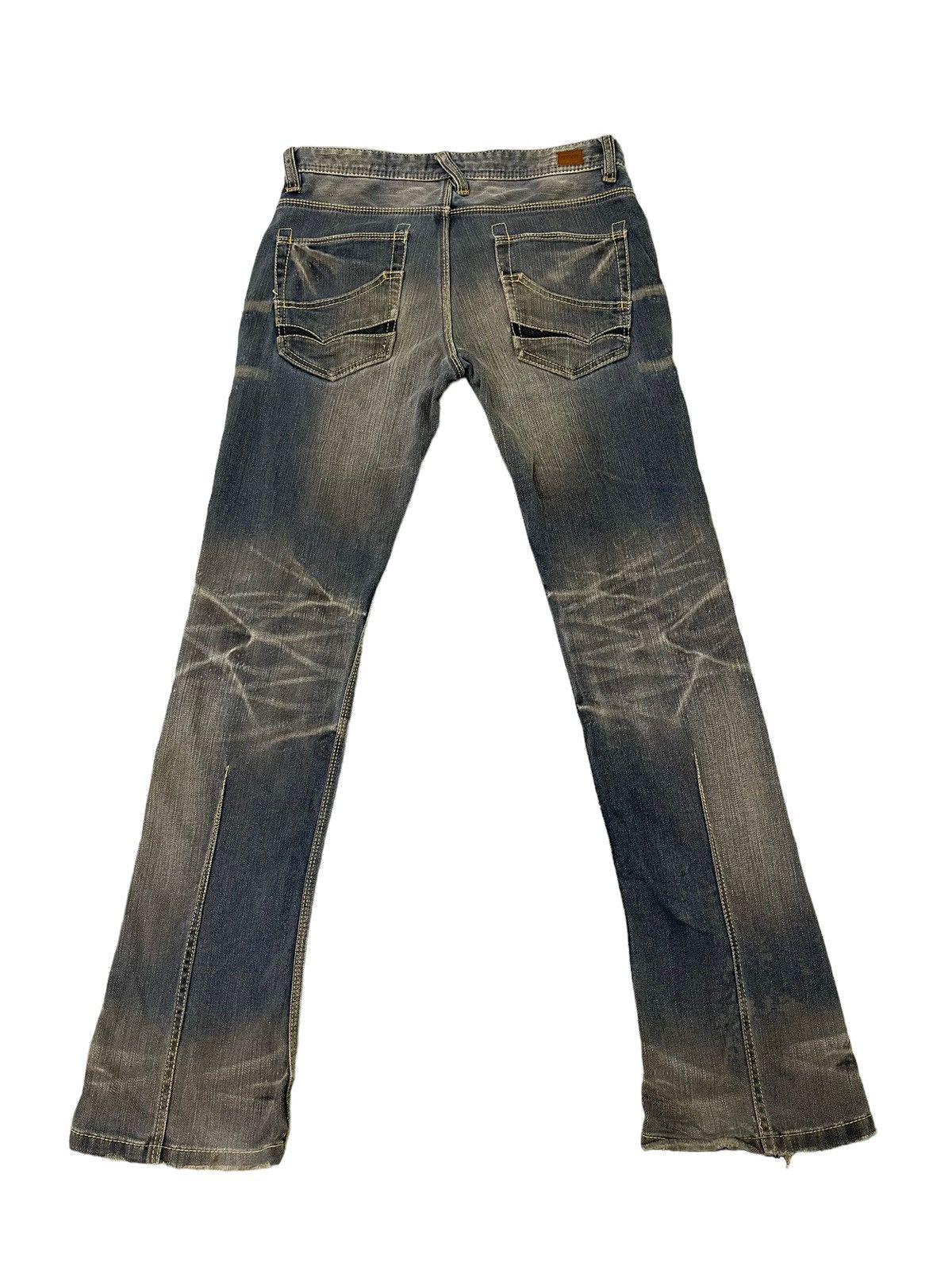 Japanese Brand Flare Jeans Nicole Club Distress Honeycomb Stretch Slim 7🟦7 Size US 33 - 11 Thumbnail