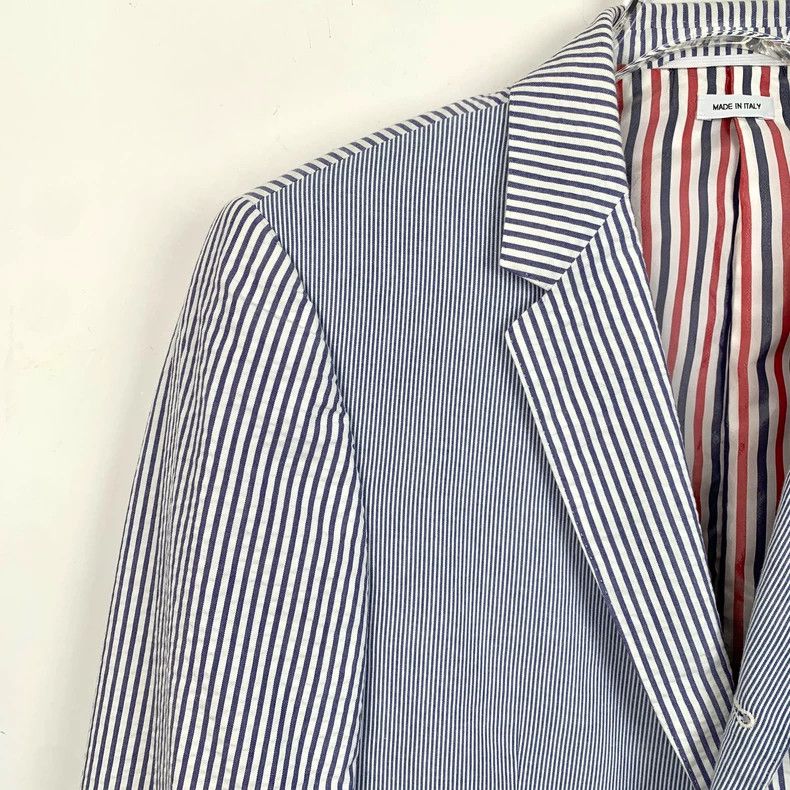 Thom Browne Thom Browne Color-blocked vertical striped lapel long-sleev Size US S / EU 44-46 / 1 - 3 Thumbnail
