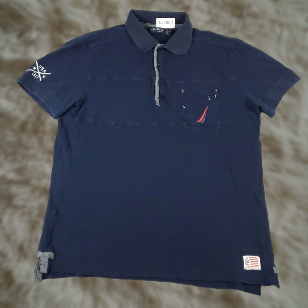 Nautica Nautica Polo Shirt Adult Medium Blue Solid Short Sleeve Casual Mens Size US M / EU 48-50 / 2 - 1 Thumbnail