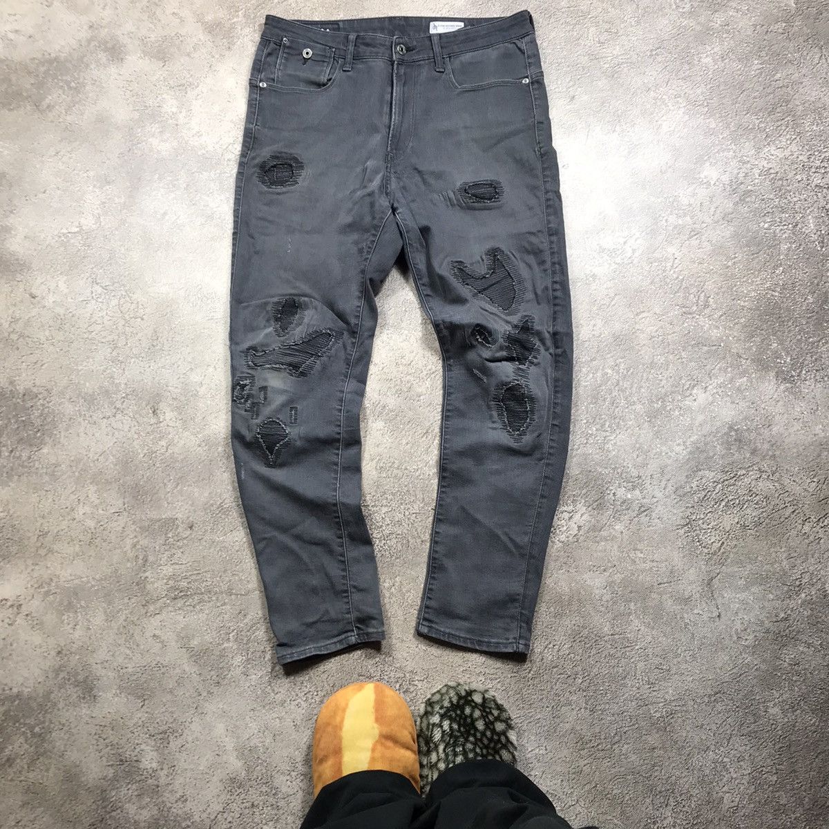 Vintage Vintage 90s G Star Distressed Baggy Denim Jeans Washed Grey Size US 33 - 2 Thumbnail