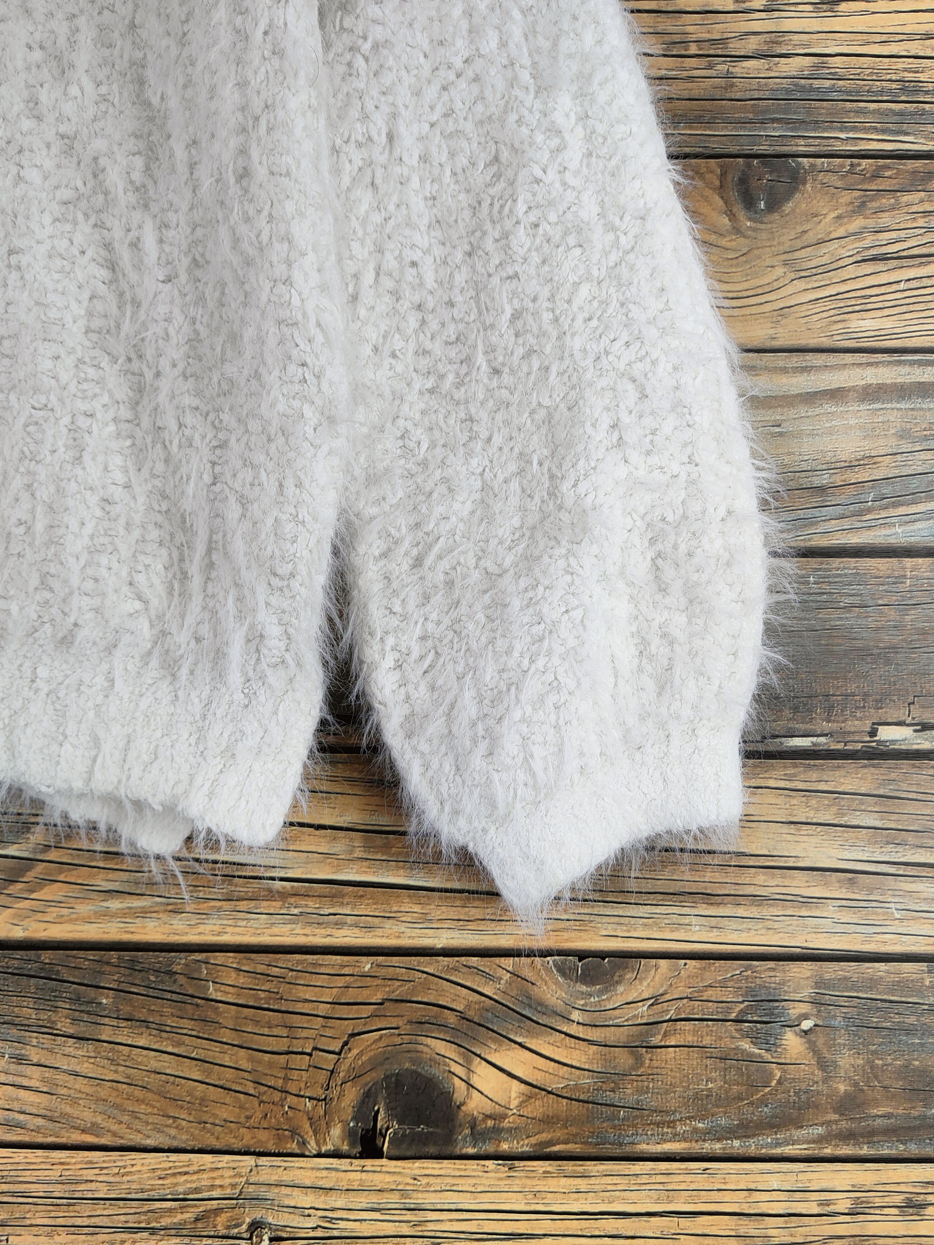 Japanese Brand DL Ozoc White Fur Mohair Knitwear #46-550 Size XS / US 0-2 / IT 36-38 - 6 Thumbnail