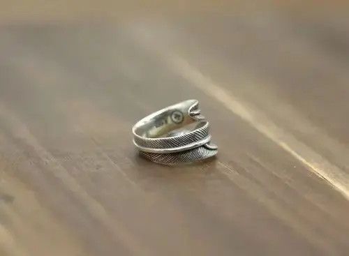 VIBE Sterling Silver 925 ring with adjustable Indian feather Size ONE SIZE - 2 Thumbnail