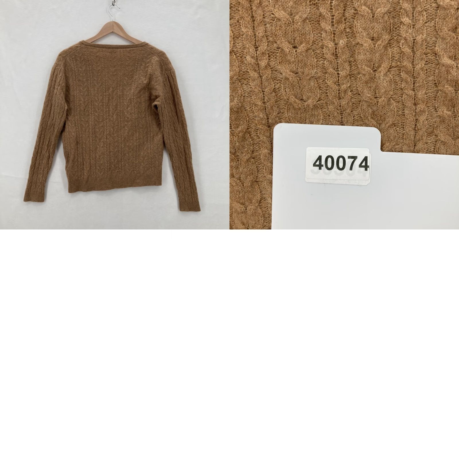 J.Crew J.CREW Sweater Womens XS Brown 100% Cashmere V Neck Cable Knit Pullover Pullover Size XS / US 0-2 / IT 36-38 - 9 Thumbnail