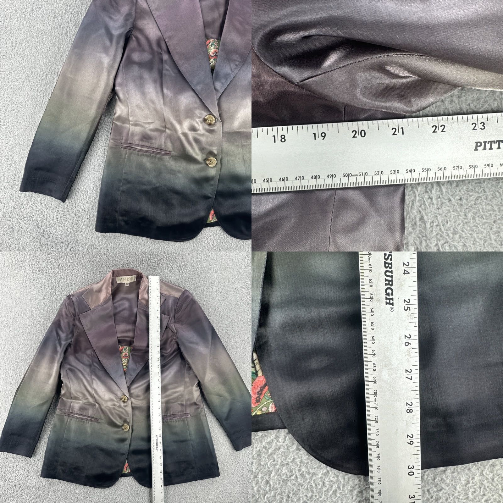 Vintage VINTAGE La Fuori Women’s Blazer Shirt Purple Ombré Silk NWT Small S XS Ladies Womens Size S / US 4 / IT 40 - 8 Thumbnail