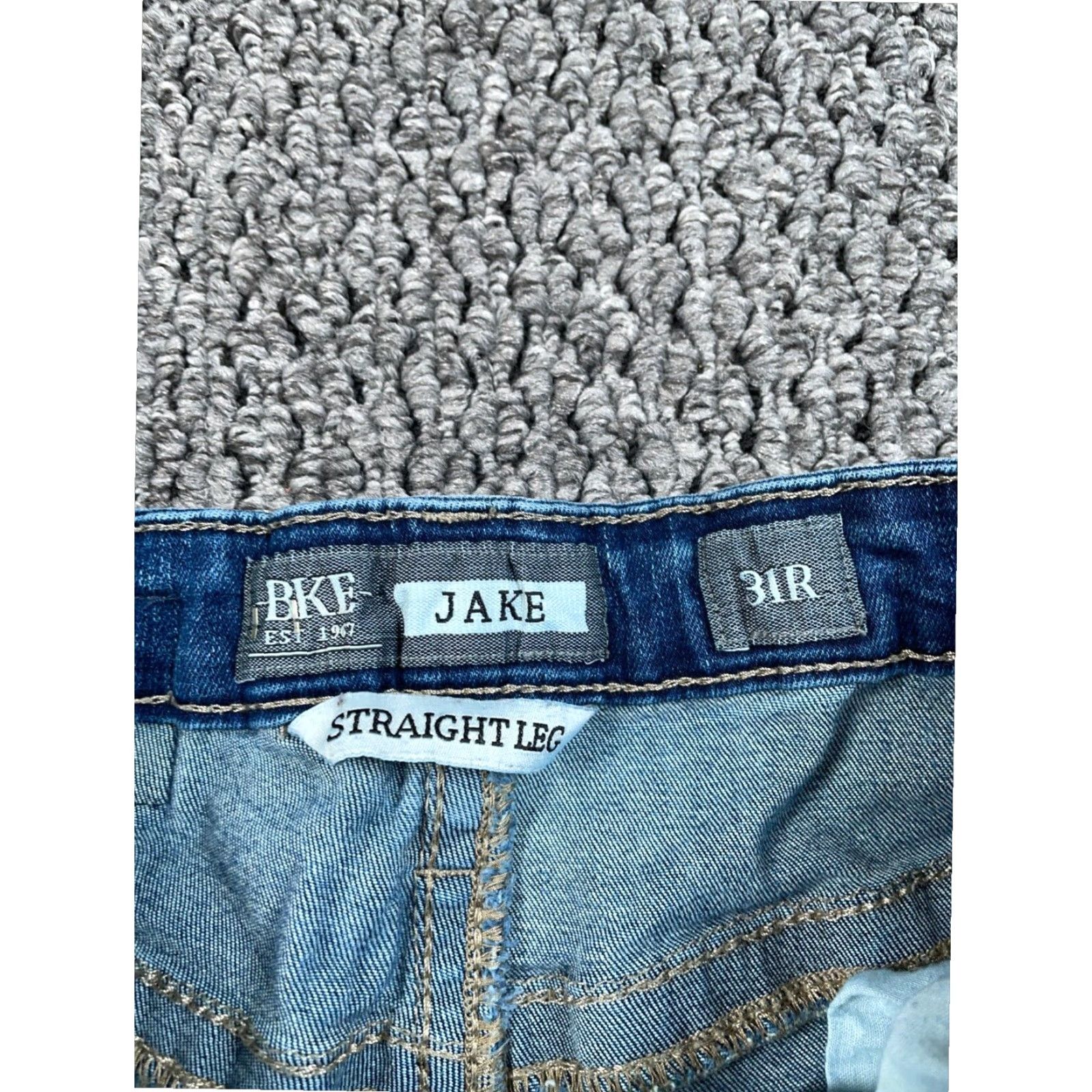 Vintage VINTAGE BKE Jeans Mens 29 x 30 Blue Denim Straight Leg Low Rise Faded Whiskered Cotton Blend Grunge Retro Size US 29 - 3 Thumbnail