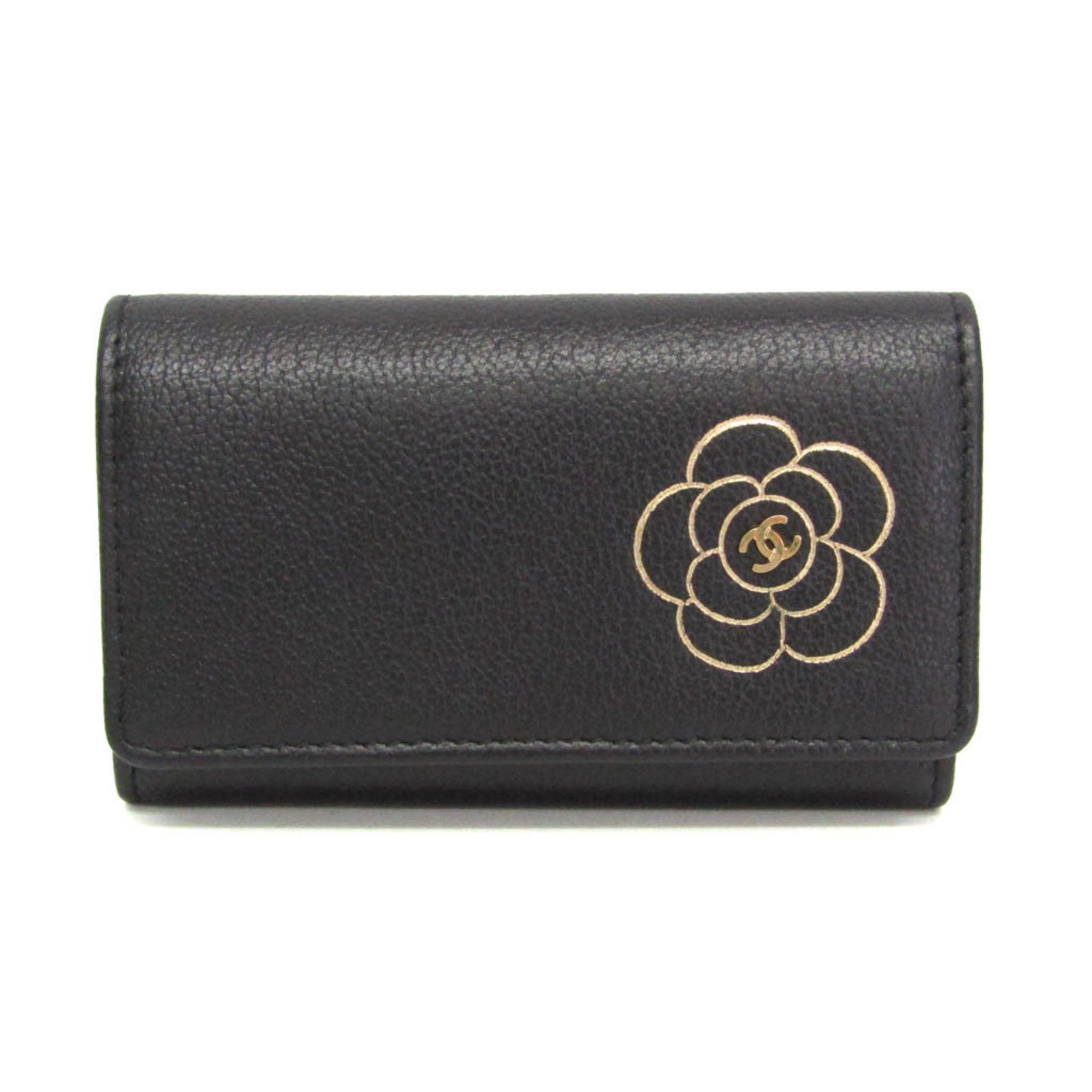 Chanel Chanel Camellia Women's Leather Key Case Black Size ONE SIZE - 1 Thumbnail