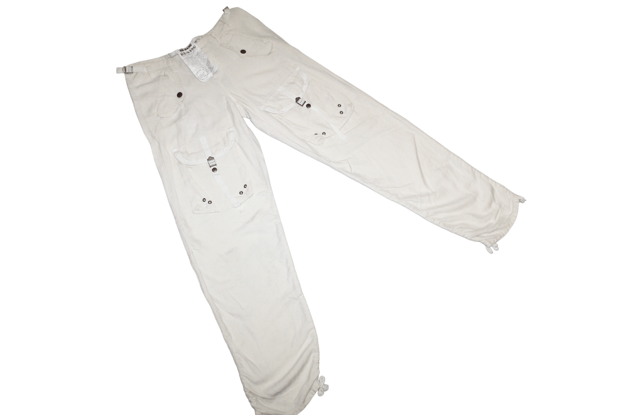Japanese Brand Y2K🔥DA-NANG Surplus Indo Chine Cream Silk Cargo Pants Size US 30 / EU 46 - 3 Thumbnail