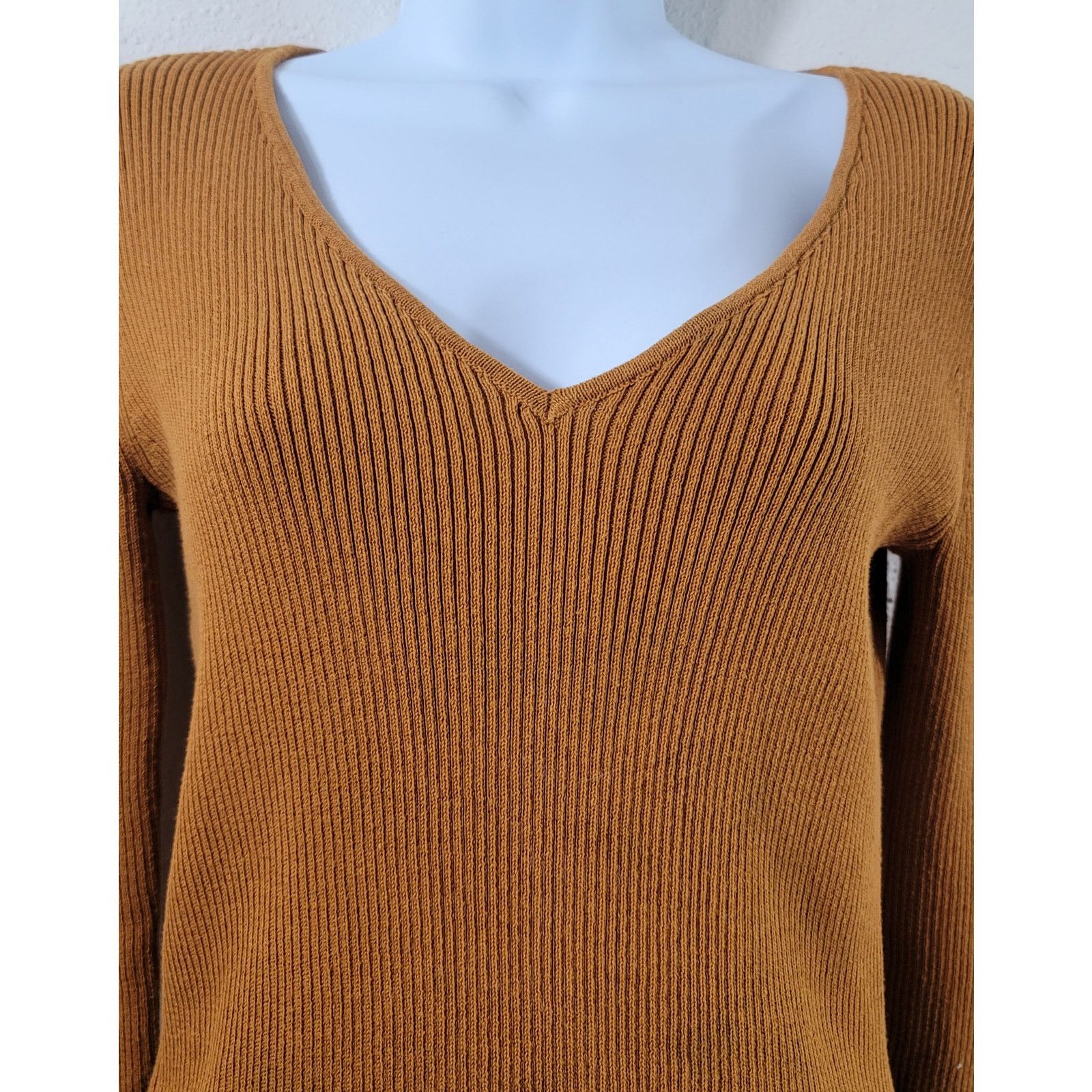 Other Boston Proper Brown Orange Ribbed Long Sleeve Sweater Top M Size M / US 6-8 / IT 42-44 - 2 Thumbnail