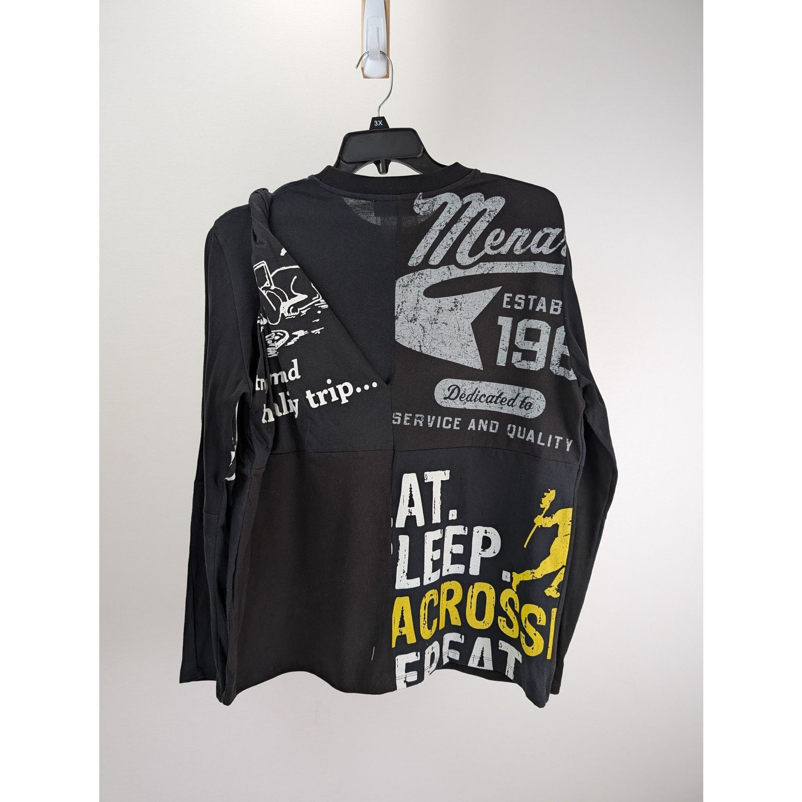 o1rshd1 Printed Asymmetrical Effect Crewneck T-Shirt Black