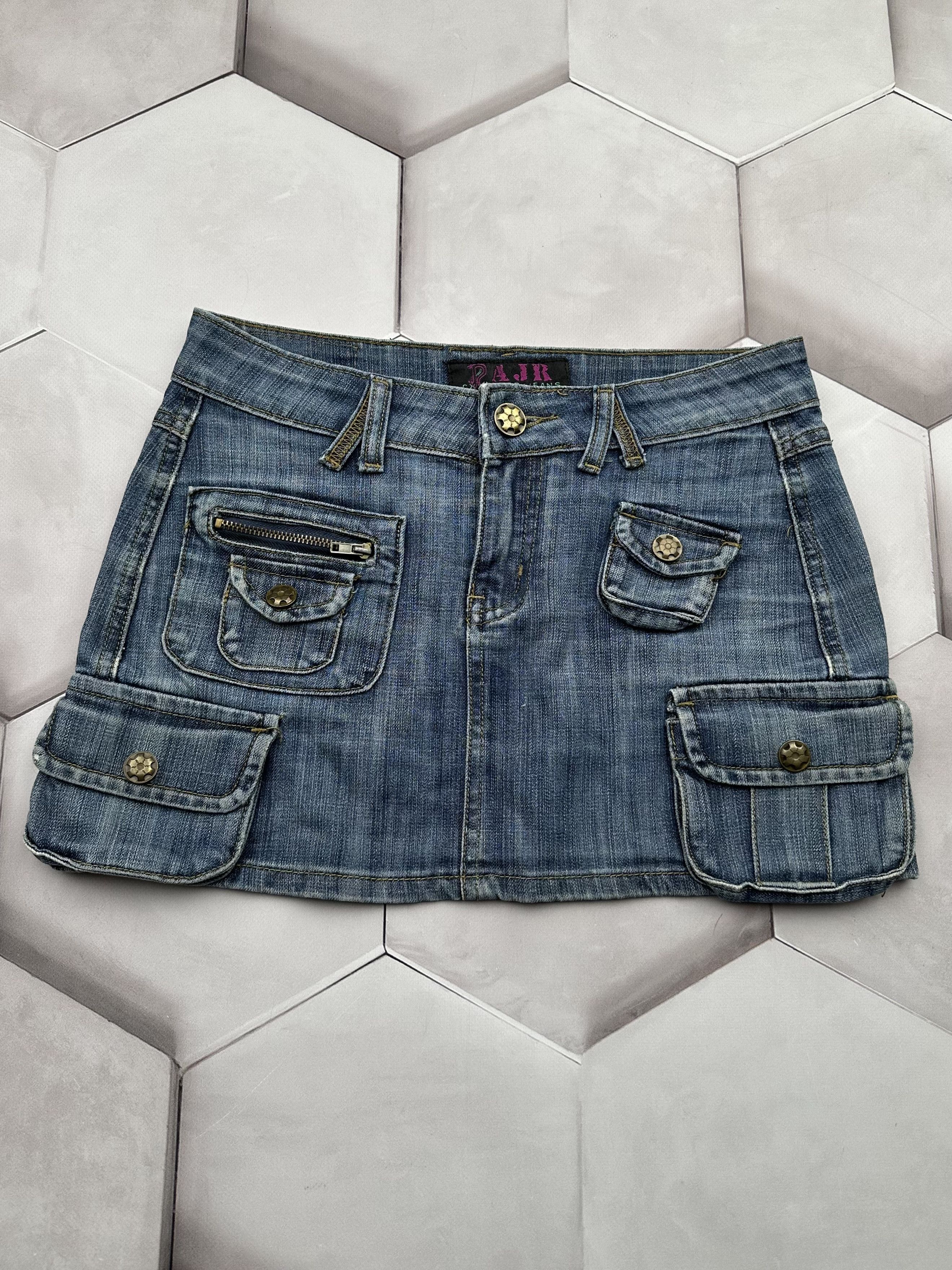 image of Avant Garde x Vintage Multi-Pocket Mini Skirt in Blue, Women's (Size 27)