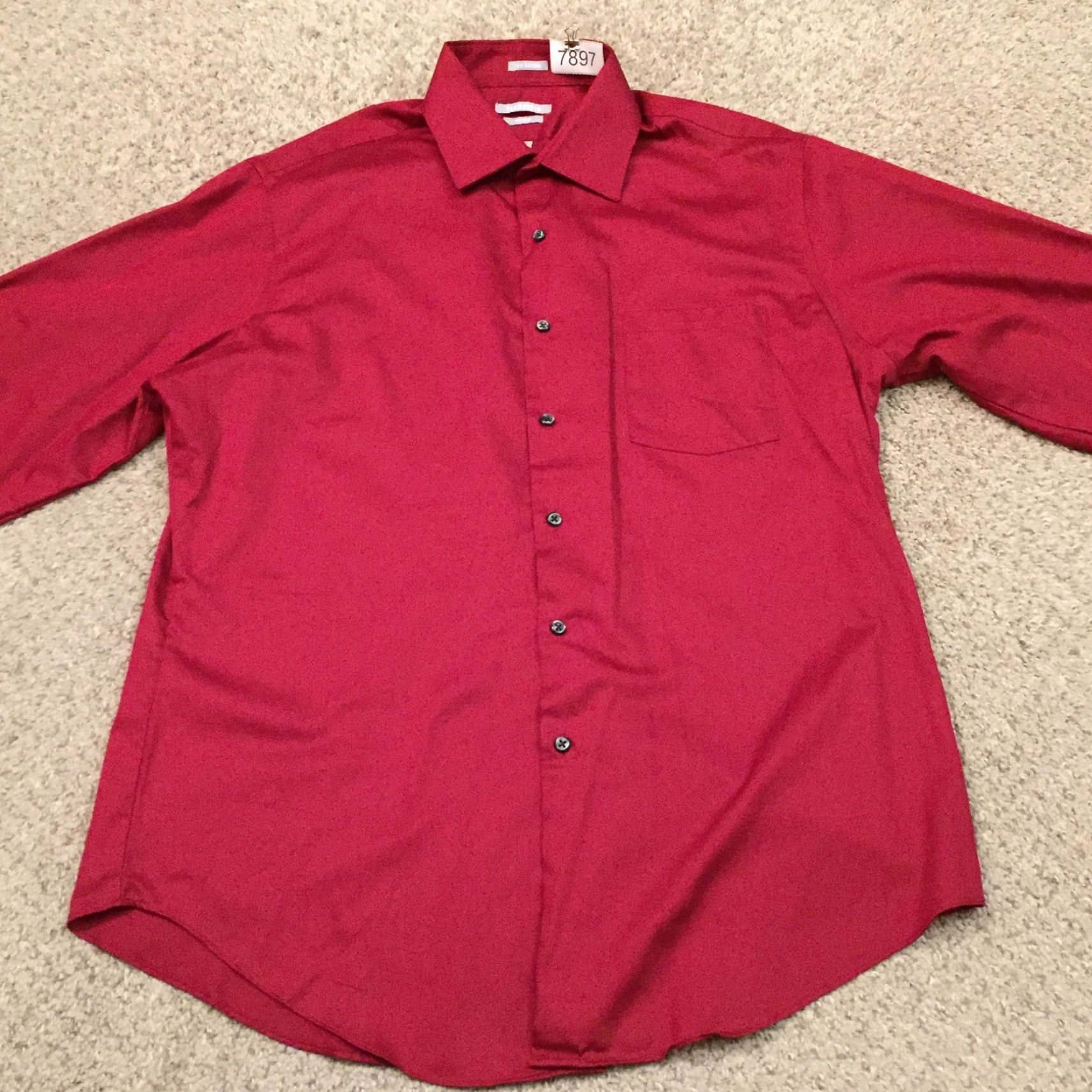 Van Heusen Van Heusen Shirt Mens 16.5 Red Lux Sateen Long Sleeve Fitted Button Up Size US XL / EU 56 / 4 - 5 Thumbnail