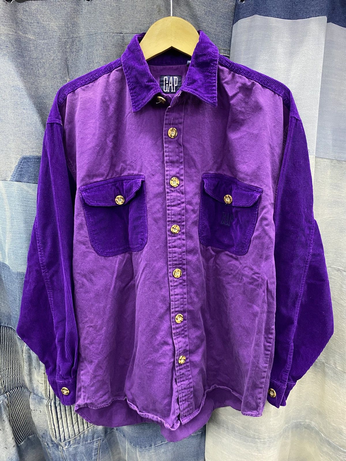 Designer × Gap × Vintage Vintage Gap 90s button shirt corduroy Size US L / EU 52-54 / 3 - 8 Thumbnail