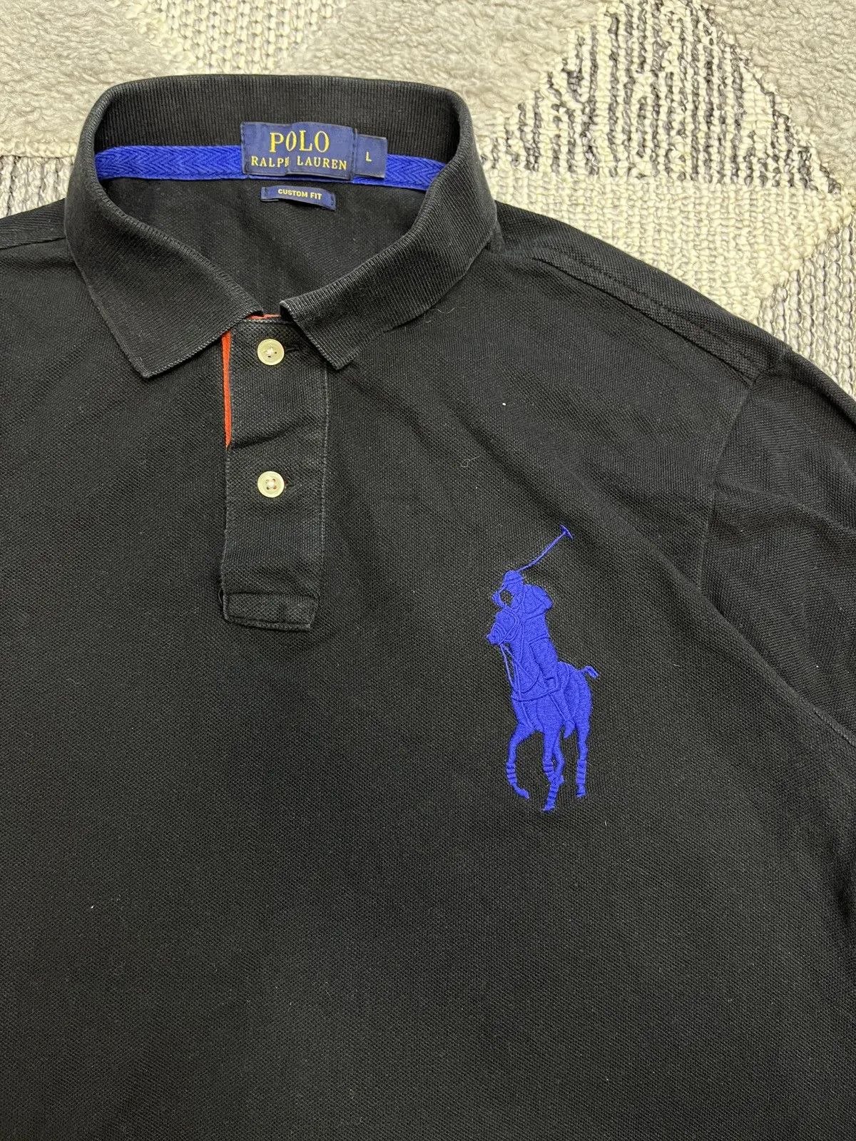 Polo Ralph Lauren Vintage Polo Ralph Lauren Black Custom Fit Polo Shirt Size US L / EU 52-54 / 3 - 2 Thumbnail