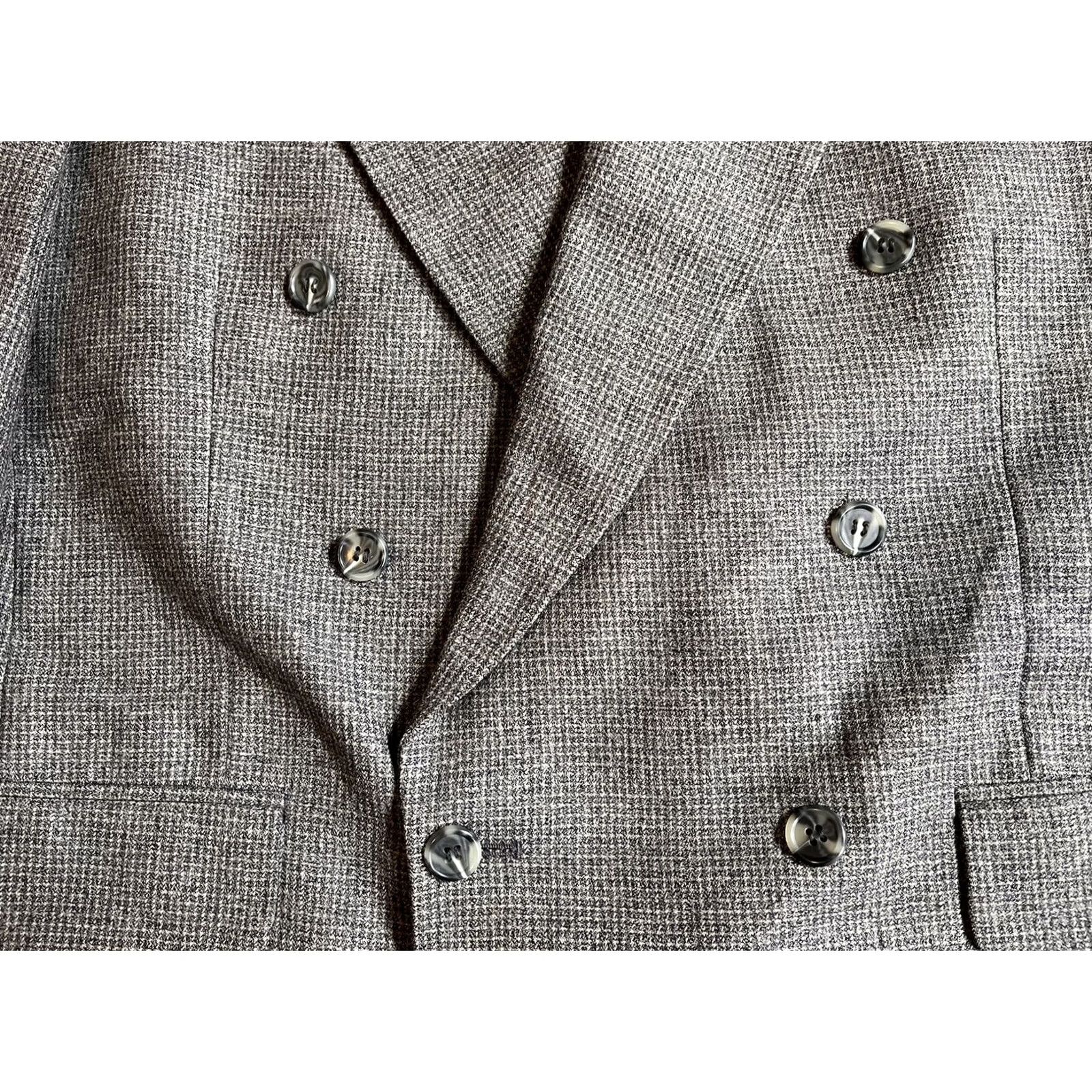 Evan Picone VINTAGE Evan Picone Blazer Mens 42R Grey Houndstooth Jacket Blazer Double-Breasted Notch Lapel Wool 44 Chest Regular Fit 2 Piece || Mens Size 42R - 4 Thumbnail