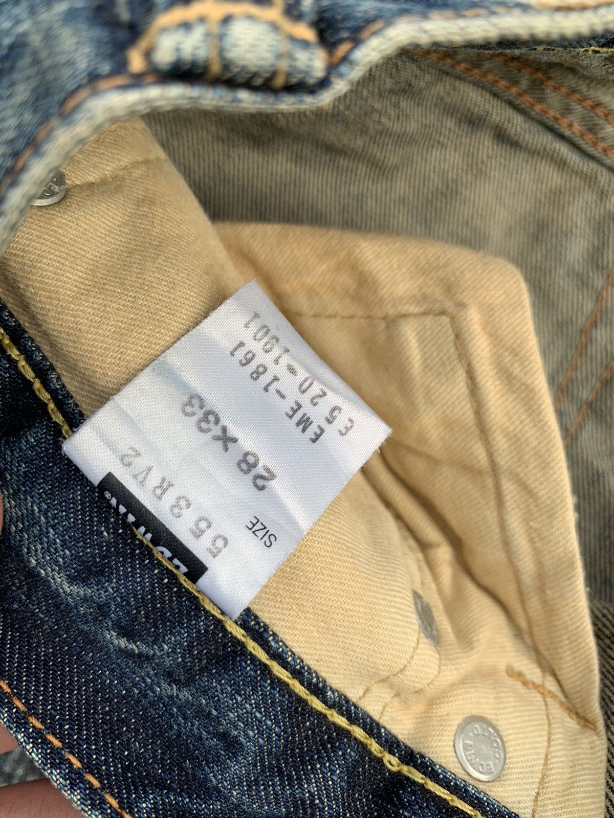 Tornado Mart RARE EDWIN STUDDED PUNK JAPANESE DISTRESSED DENIM Size US 31 - 22 Thumbnail