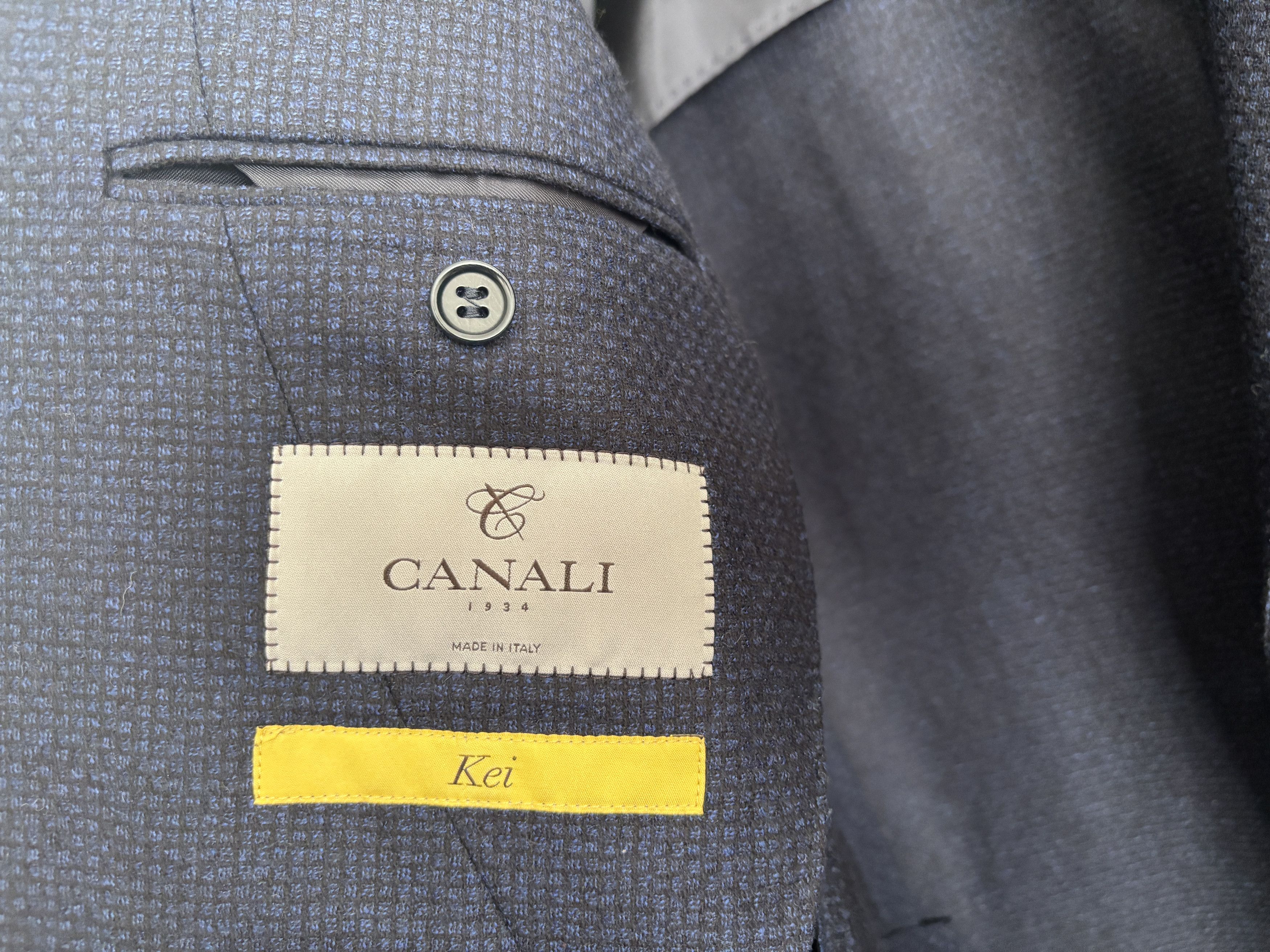 Canali $1595 Kei Navy Blue Microcheck Unstructured Wool Sport Coat Size 46R - 14 Thumbnail