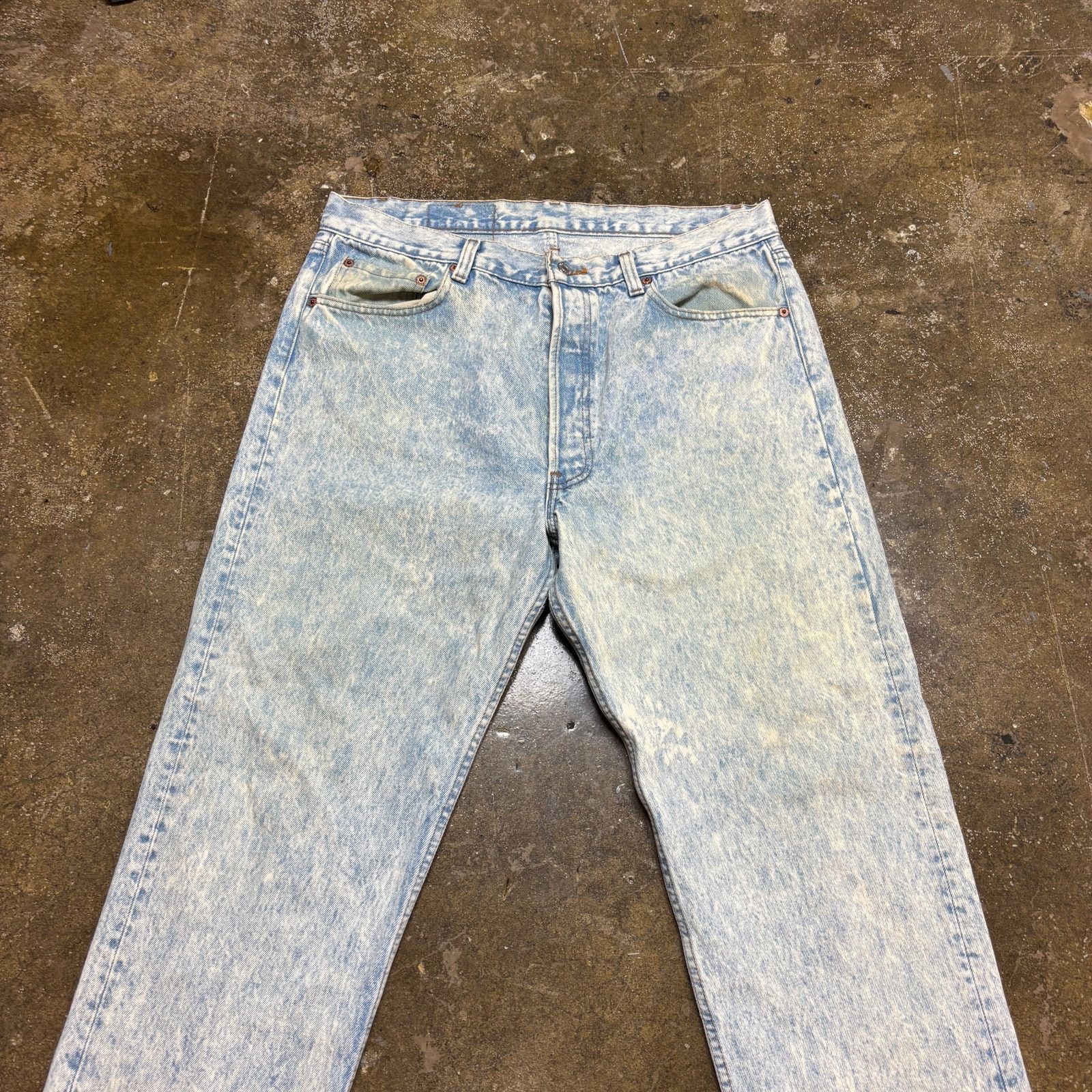 Levi's × Vintage VTG 80s Levi's 501 Straight Acid Wash Jeans 36x32 (34x27.5) Size US 34 / EU 50 - 4 Thumbnail