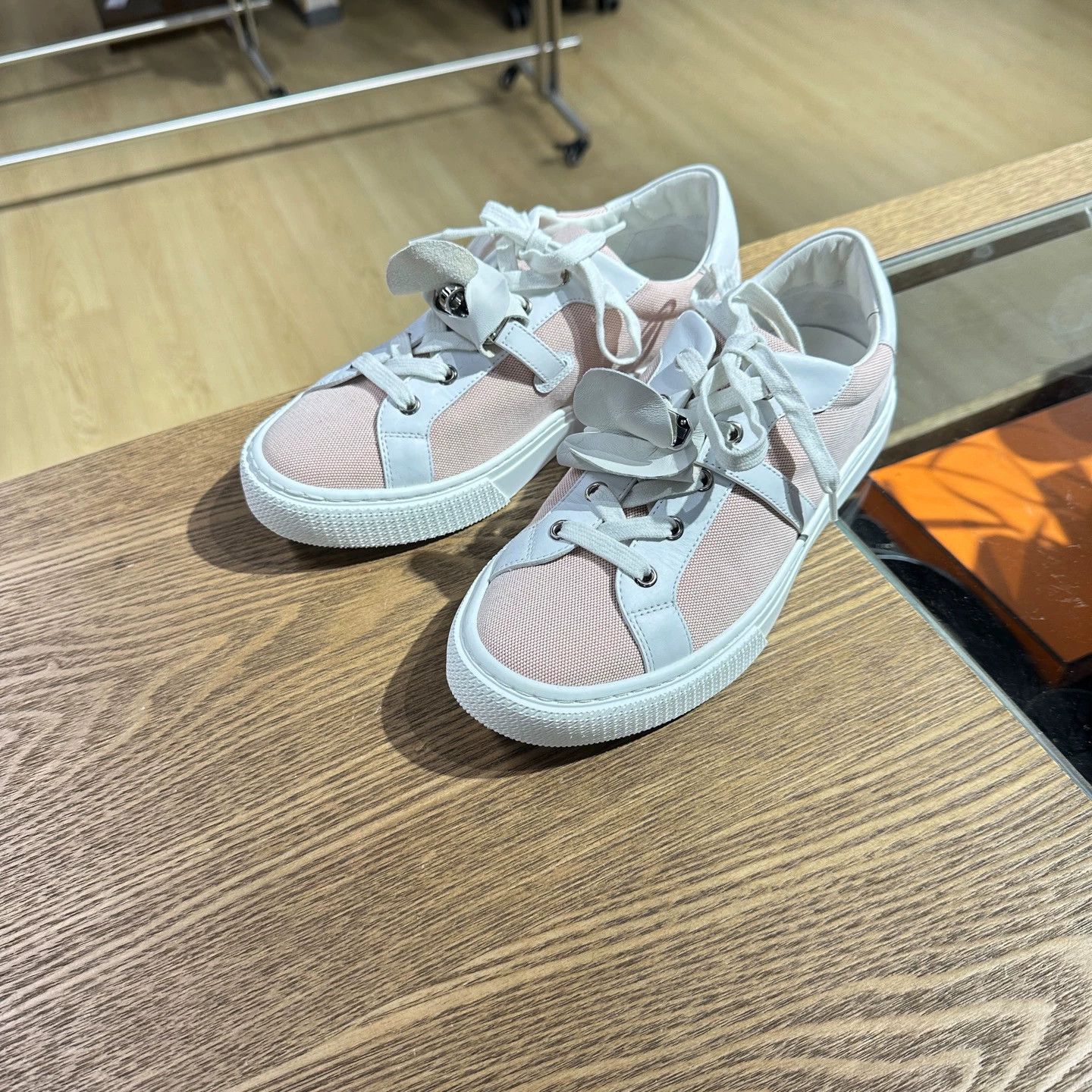 Hermes Hermes Pink Canvas Sneakers Kelly buckle Day Collection 38 Size US 7 / IT 37 - 1 Thumbnail