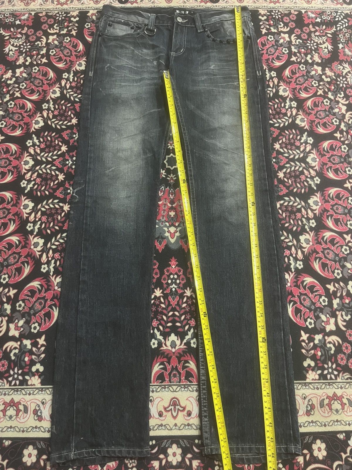 Le Grande Bleu (L.G.B.) Japan Kyohei Dark Washed Studded Pocket Slim Straight Jeans Size US 34 / EU 50 - 10 Thumbnail