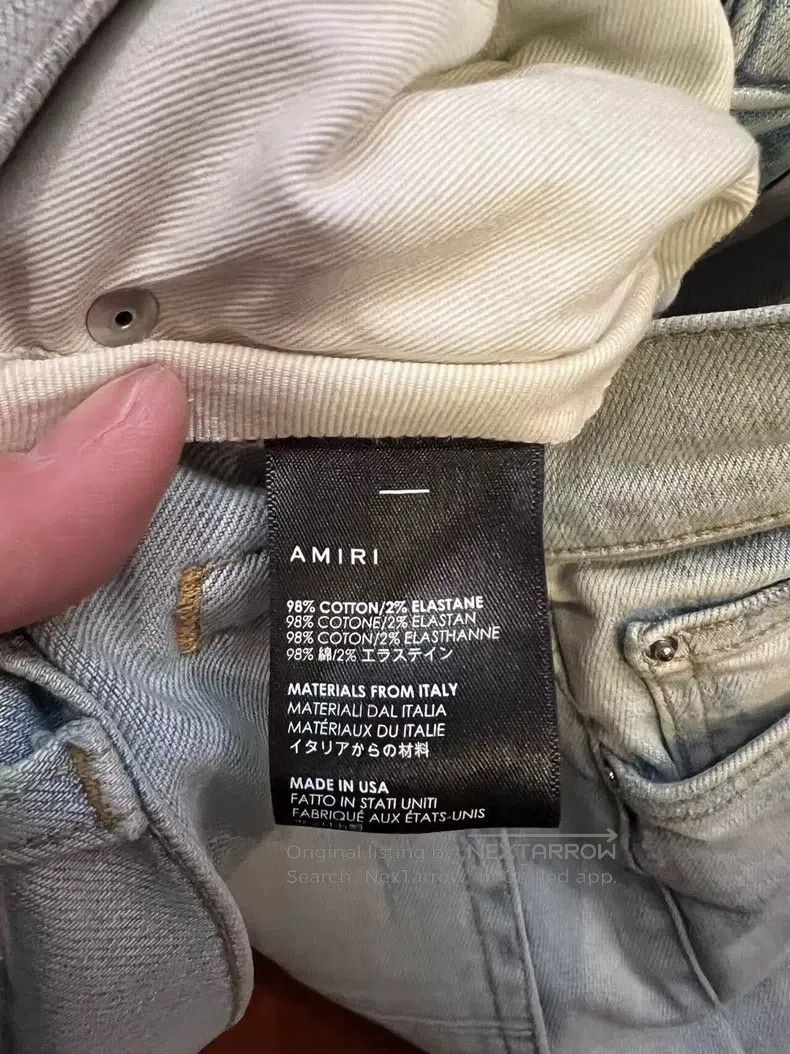 Amiri Amiri Classic Striped Glitter Destroyed Blue Bull Size 31 Size US 31 - 4 Thumbnail