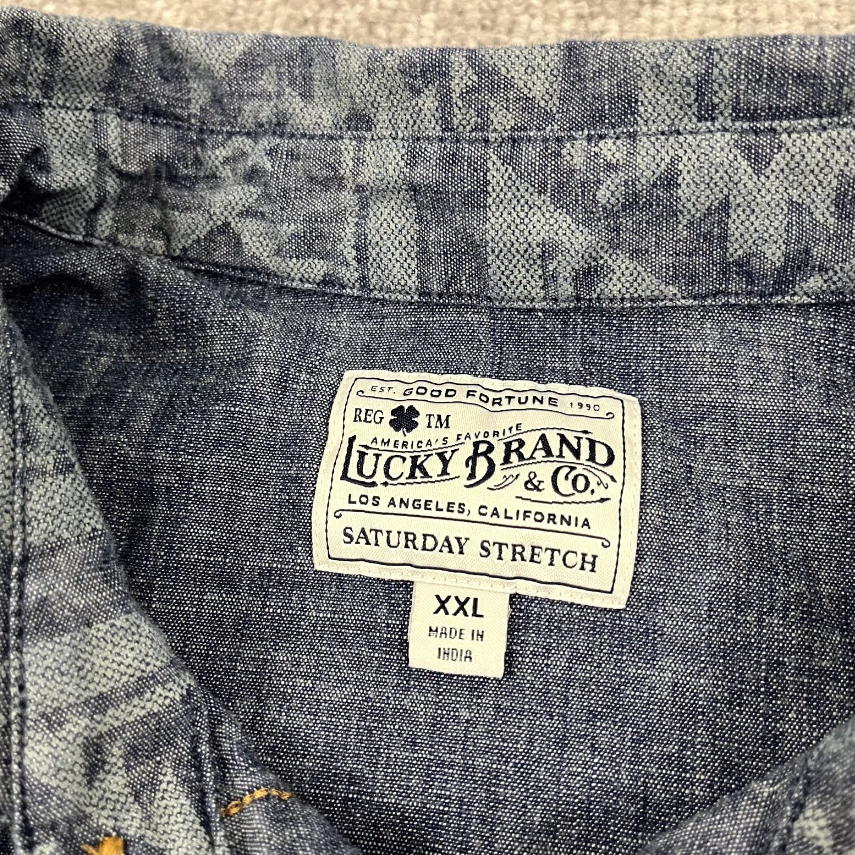 Lucky Brand Lucky Brand Shirt Mens 2XL Blue Southwestern Pearl Snap Cowboy Stretch Geometric Button-Up Casual Western Dress/Workwear Size US XXL / EU 58 / 5 - 3 Thumbnail