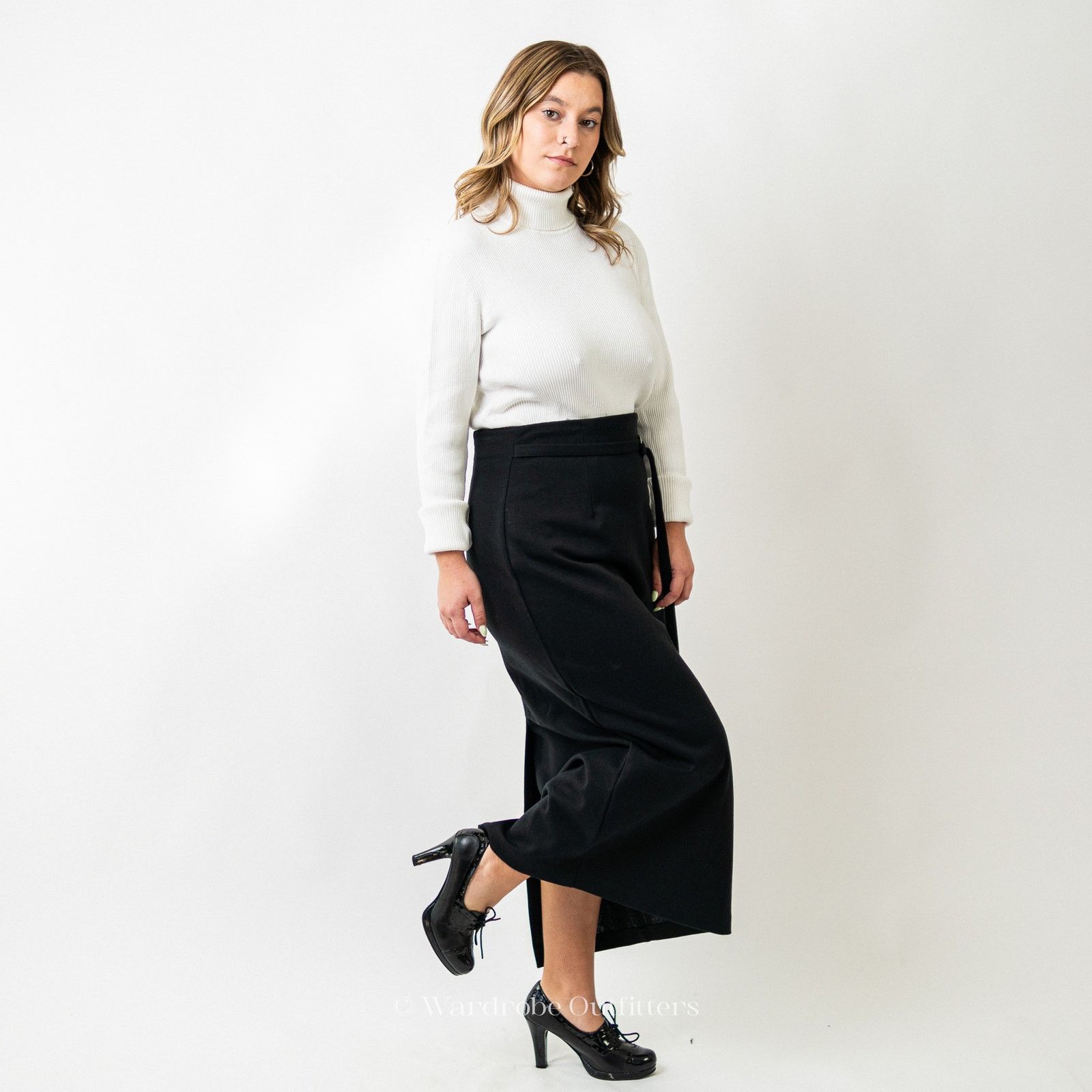 Vintage Vintage 80s Black Full Length Maxi Pencil Skirt Size 29" - 2 Thumbnail