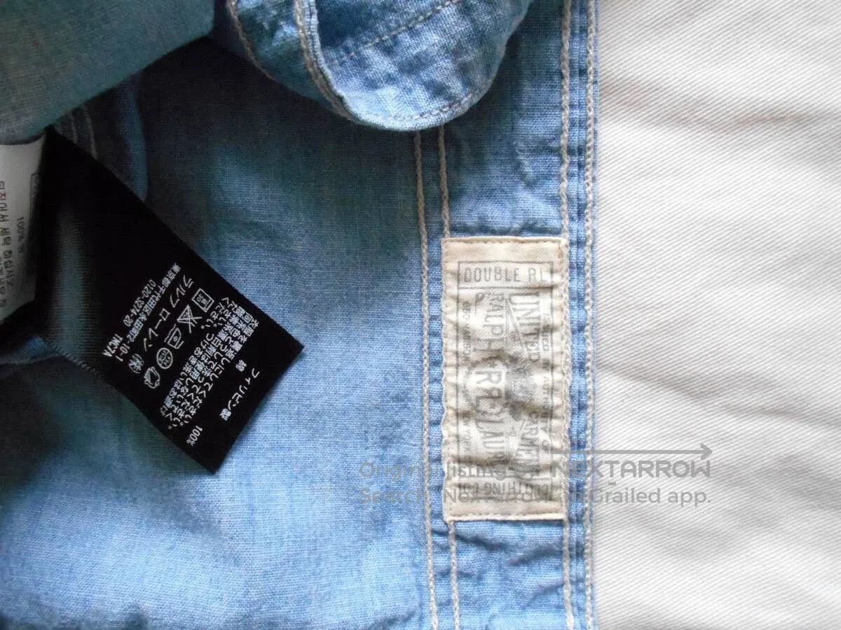RRL Ralph Lauren Vintage Blue Military Patch Shirt. Size US L / EU 52-54 / 3 - 7 Thumbnail