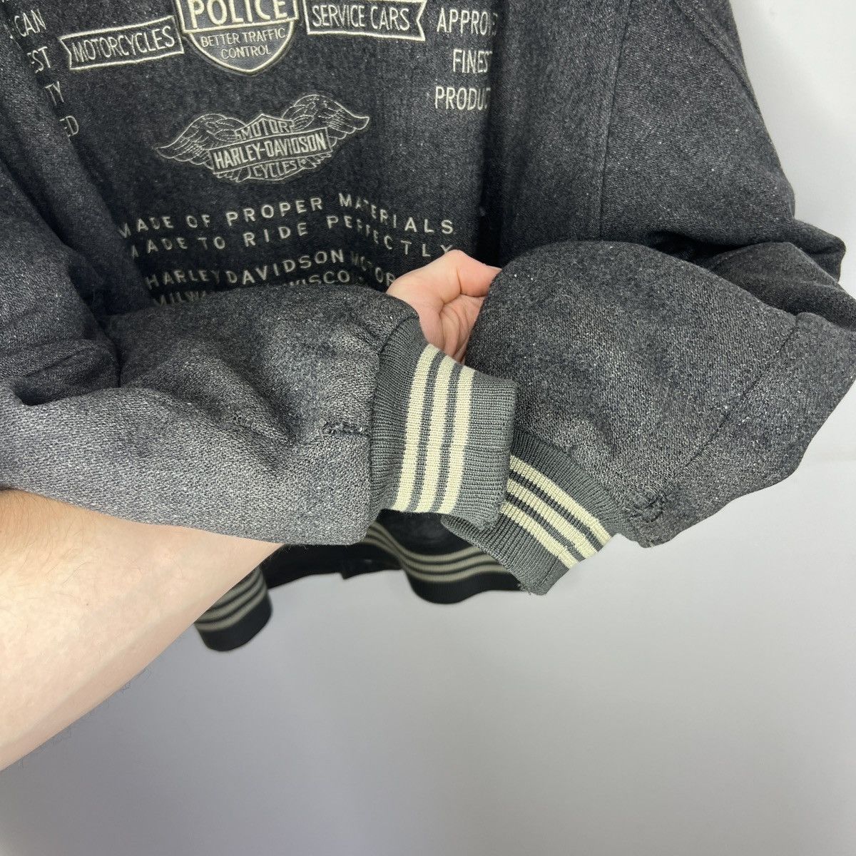 Harley Davidson × Vintage Vintage Harley Davidson Flight Bomber Wool Jacket 90s USA Size US XL / EU 56 / 4 - 14 Thumbnail