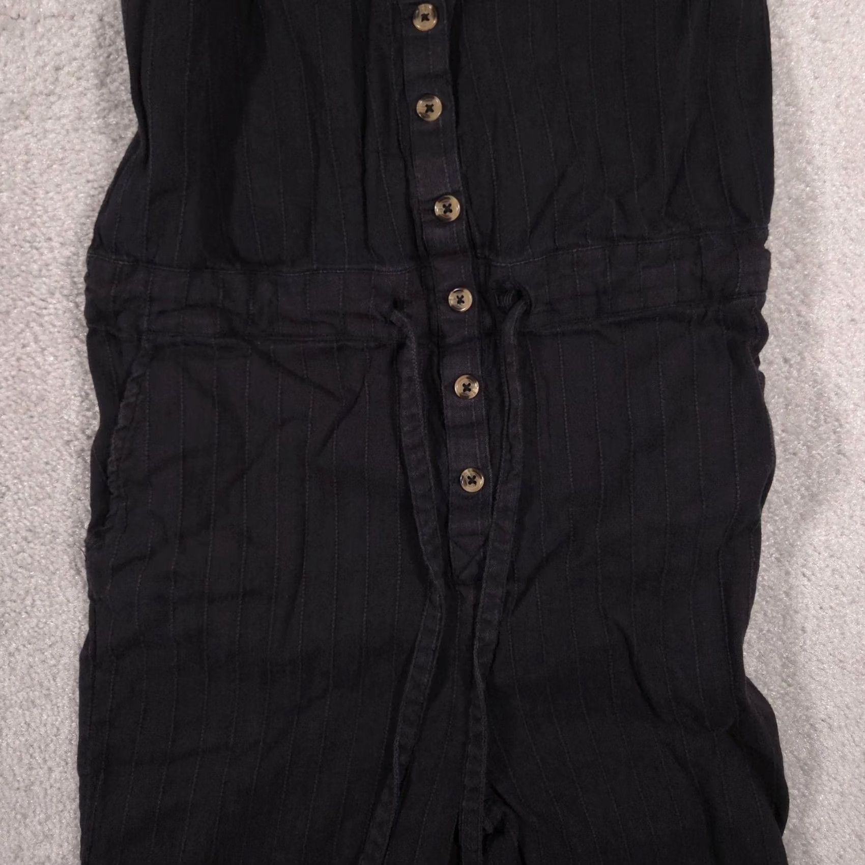 Billabong Billabong Jumpsuit Womens Small Black Button Front Pockets Drawstring Sleeveless 1 Piece Summer Casual Women’s S Size 28" / US 6 / IT 42 - 4 Thumbnail
