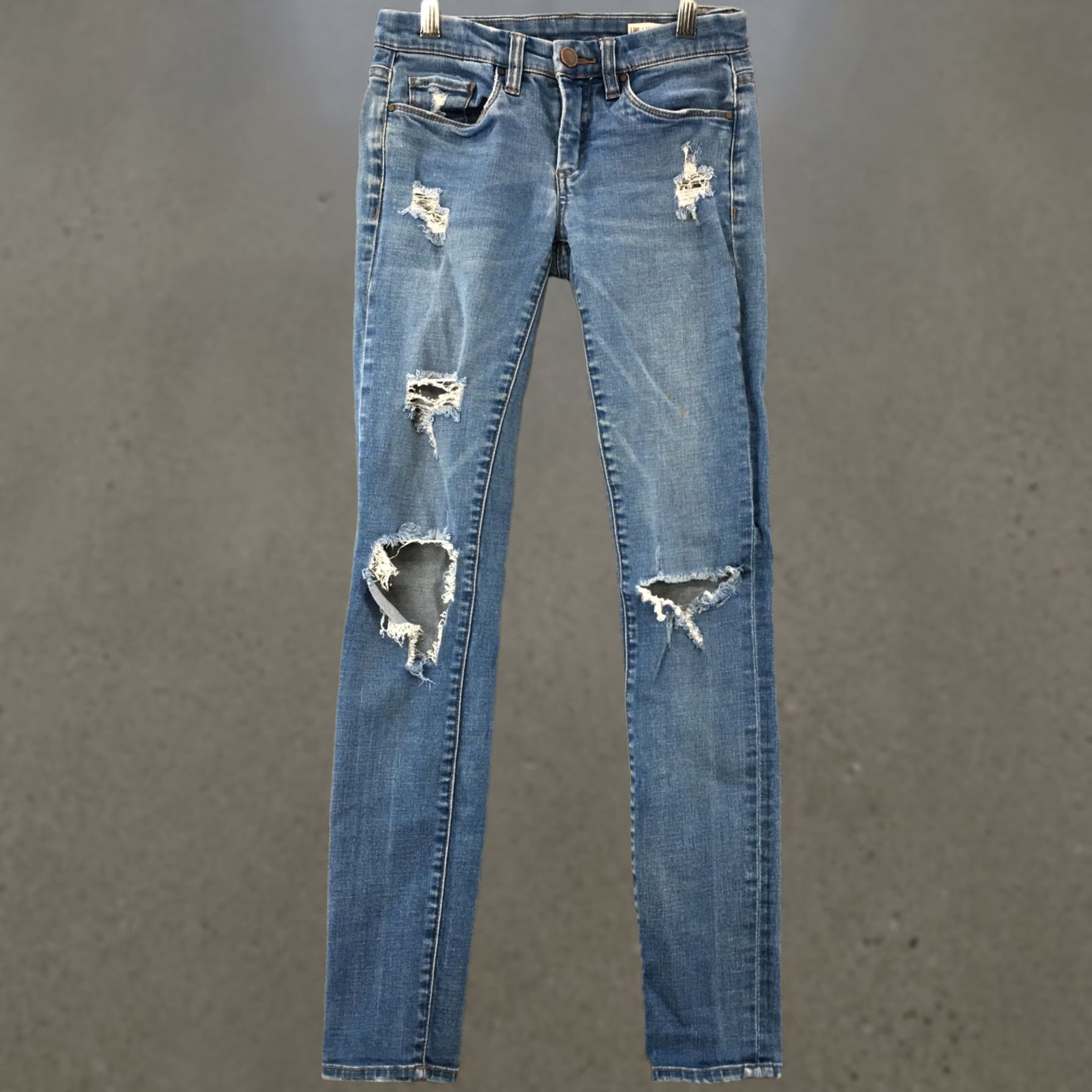 Vintage BLANKNYC Skinny Jeans Womens 25 Blue Denim Low Rise Ripped Casual Zip Fly Jeans Size 26" / US 2 / IT 38 - 1 Thumbnail