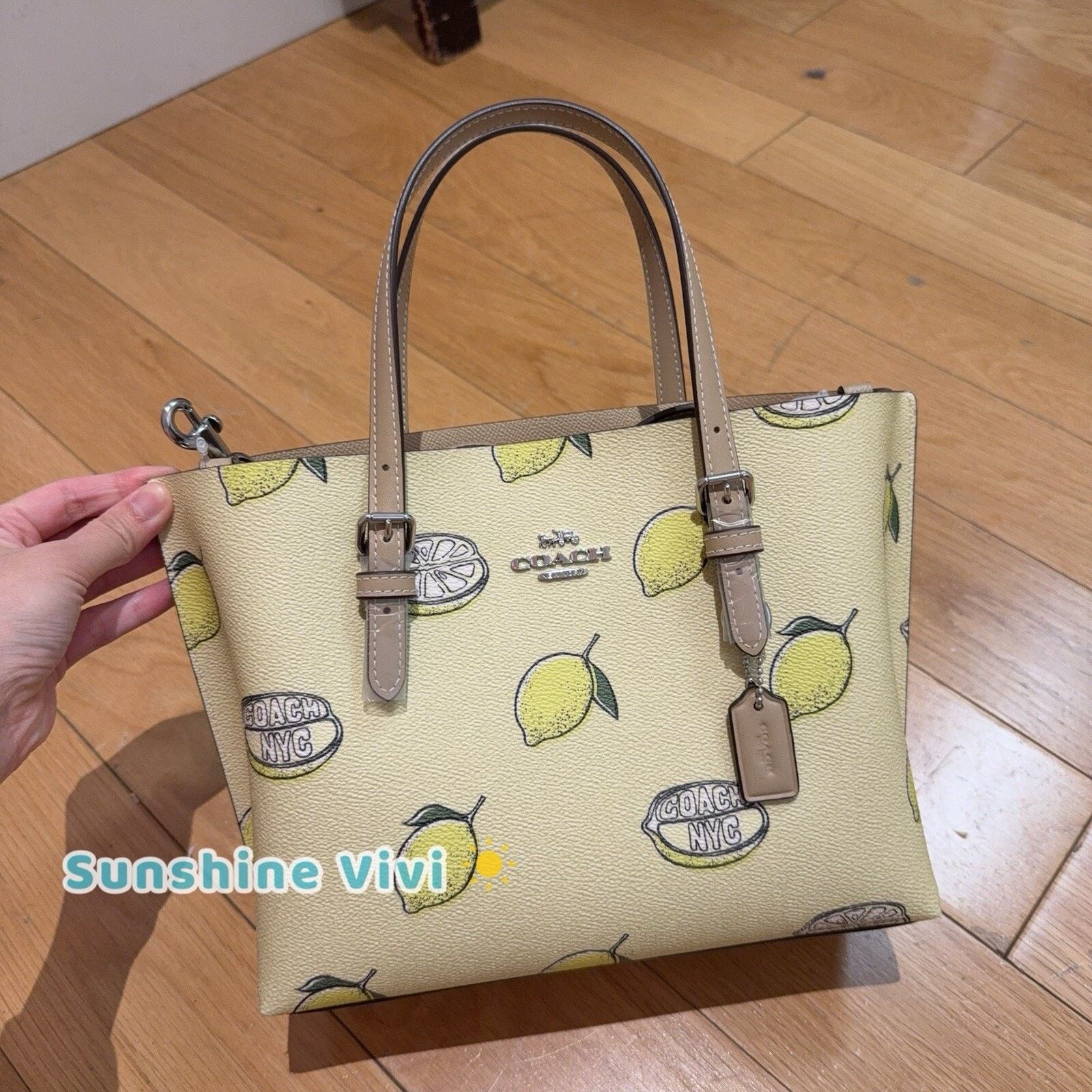 NWT COACH Mollie Tote Bag 25 CAL78 Crossbody Lemon Print